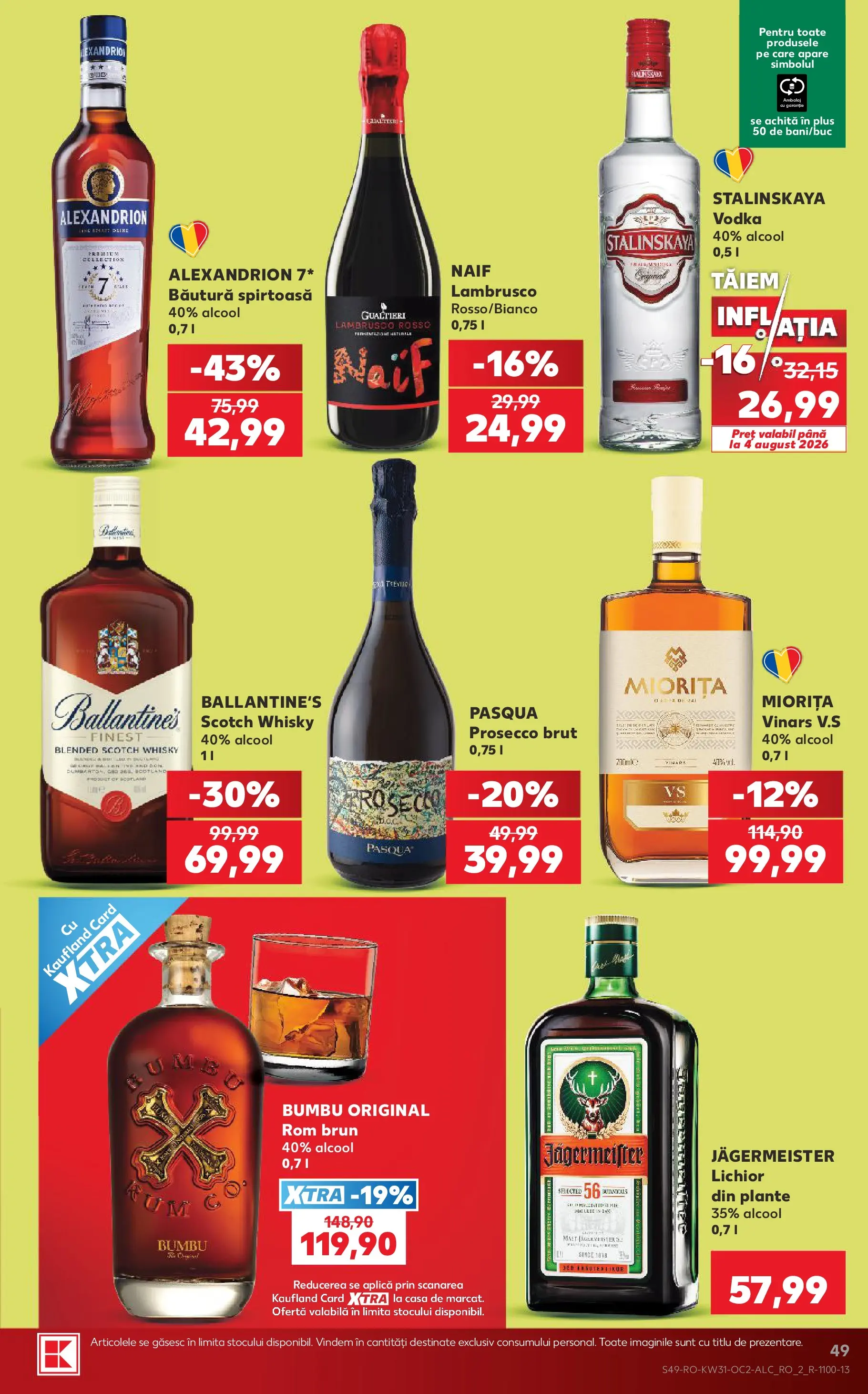 Kaufland Alba Iulia 29.07.2026 - Revista si Oferta | Pagină: 49 | Produse: Lichior, Prosecco, Rom, Vodka