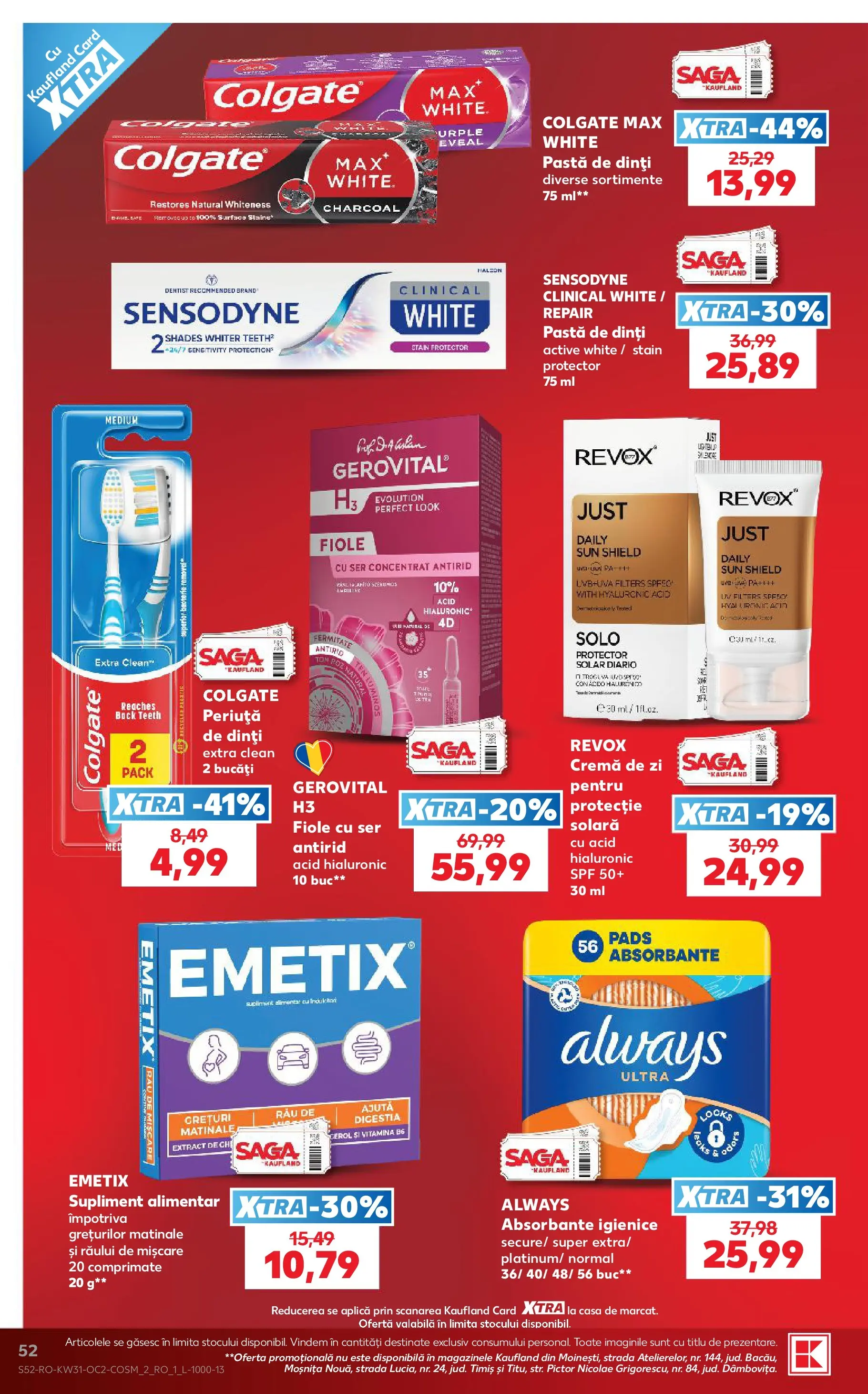 Kaufland Domnesti 29.07.2026 - Revista si Oferta | Pagină: 52 | Produse: Pomelo, Cremă, Pastă de dinți, Absorbante