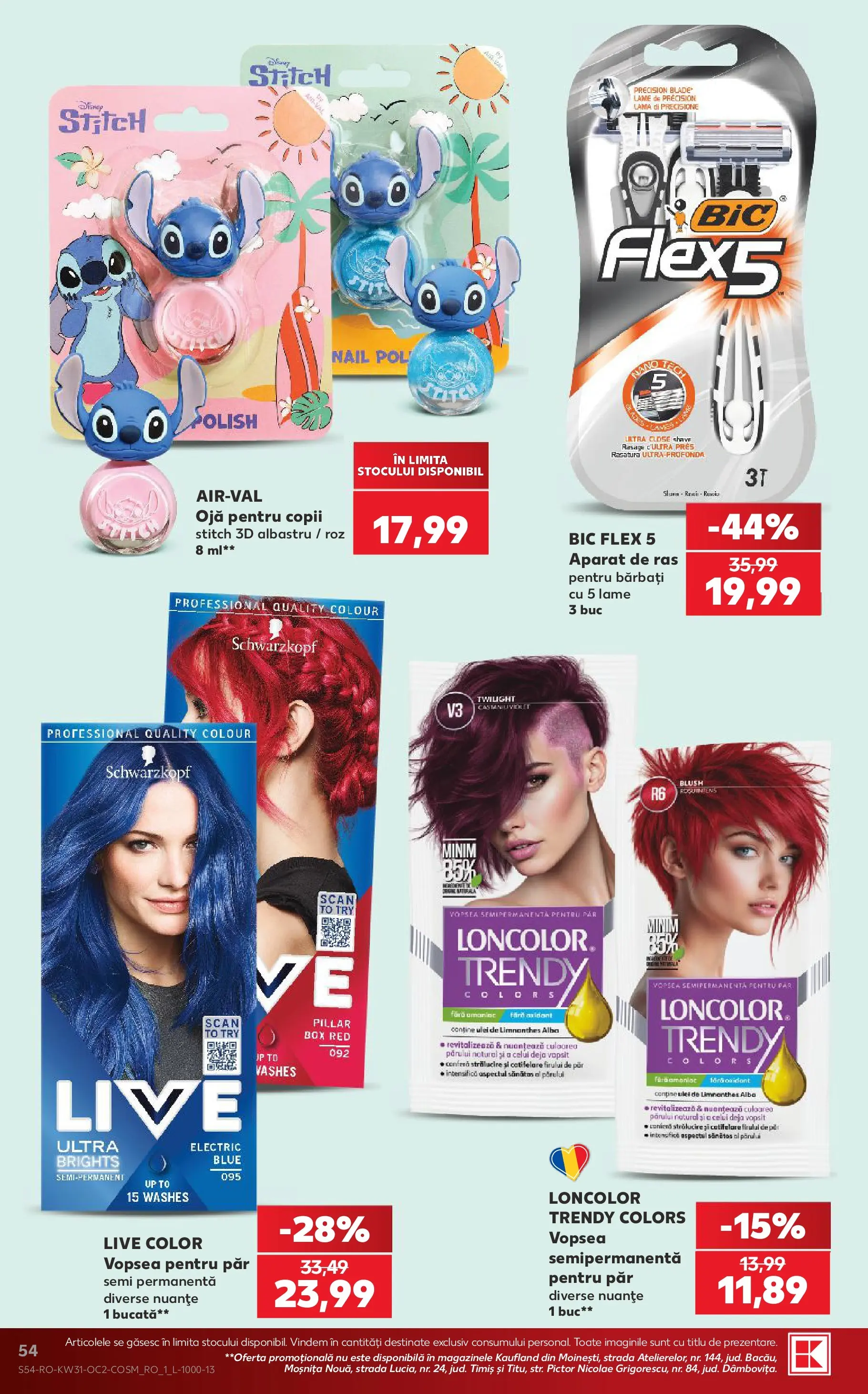 Kaufland Domnesti 29.07.2026 - Revista si Oferta | Pagină: 54 | Produse: Aparat De Ras, Blush, Ulei, Ojă