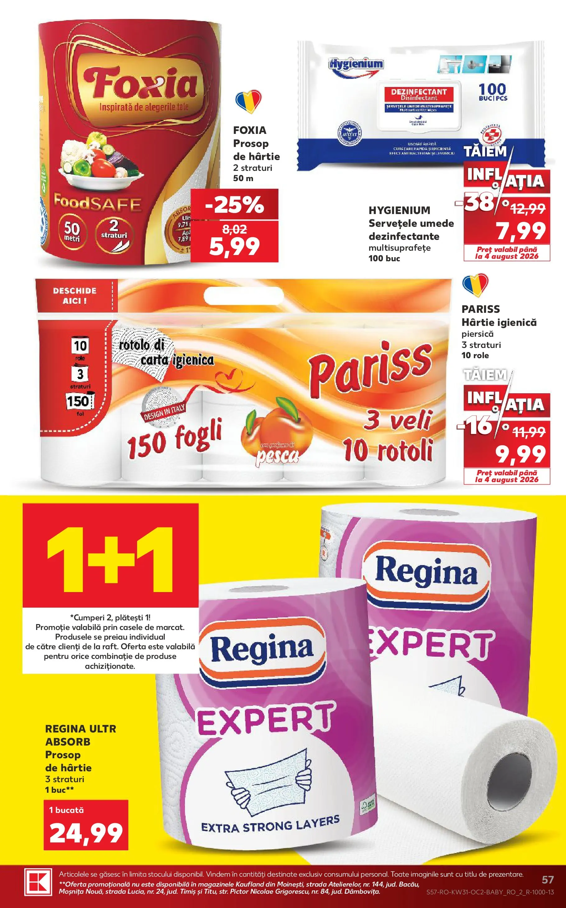 Kaufland Domnesti 29.07.2026 - Revista si Oferta | Pagină: 57 | Produse: Piersică, Role, Șervețele umede