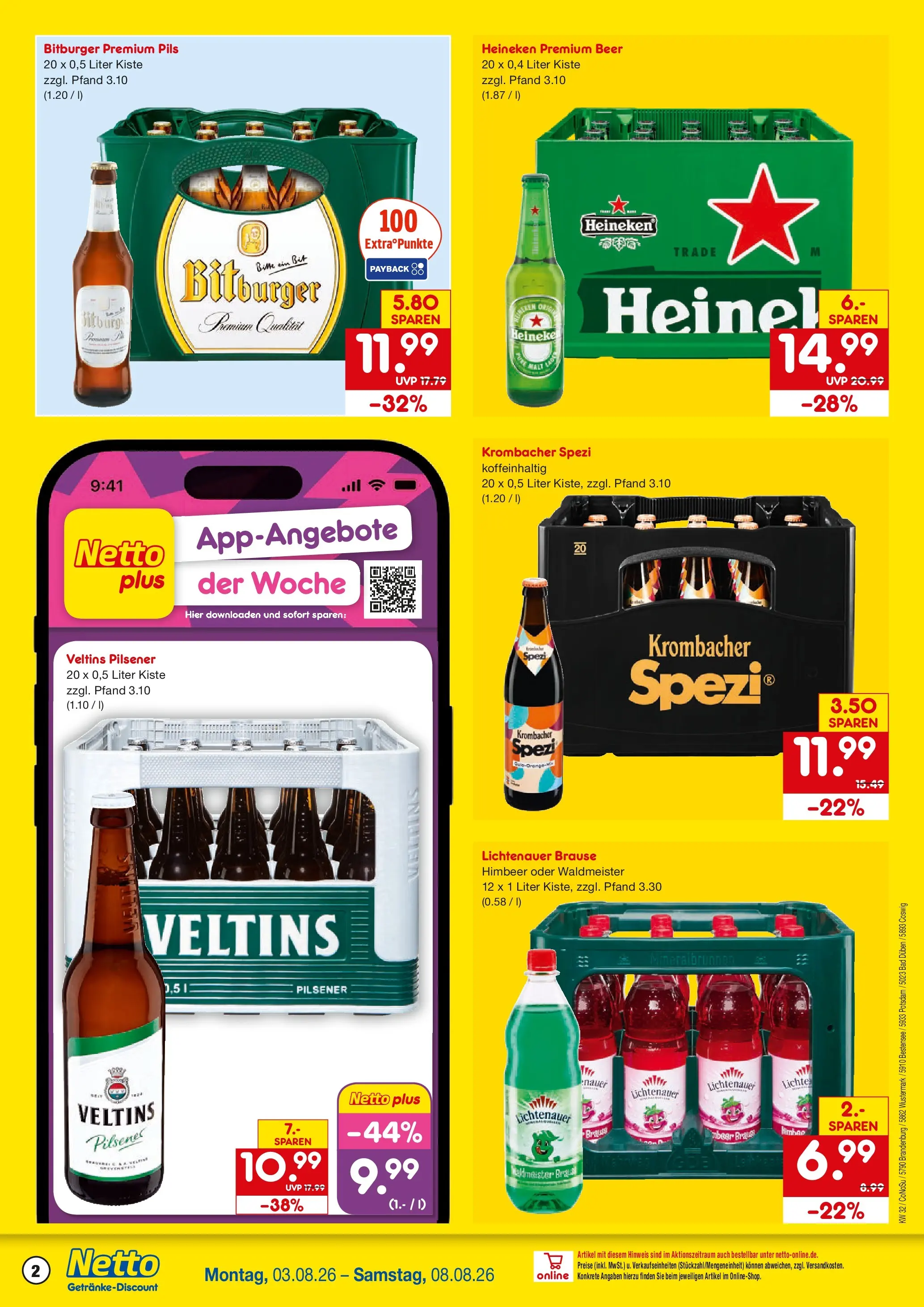 Netto Marken-Discount Prospekt Brandenburg An Der Havel (ab 03.08.2026) » Angebote | Seite: 2 | Produkte: Bad, Pils, Heineken, Veltins