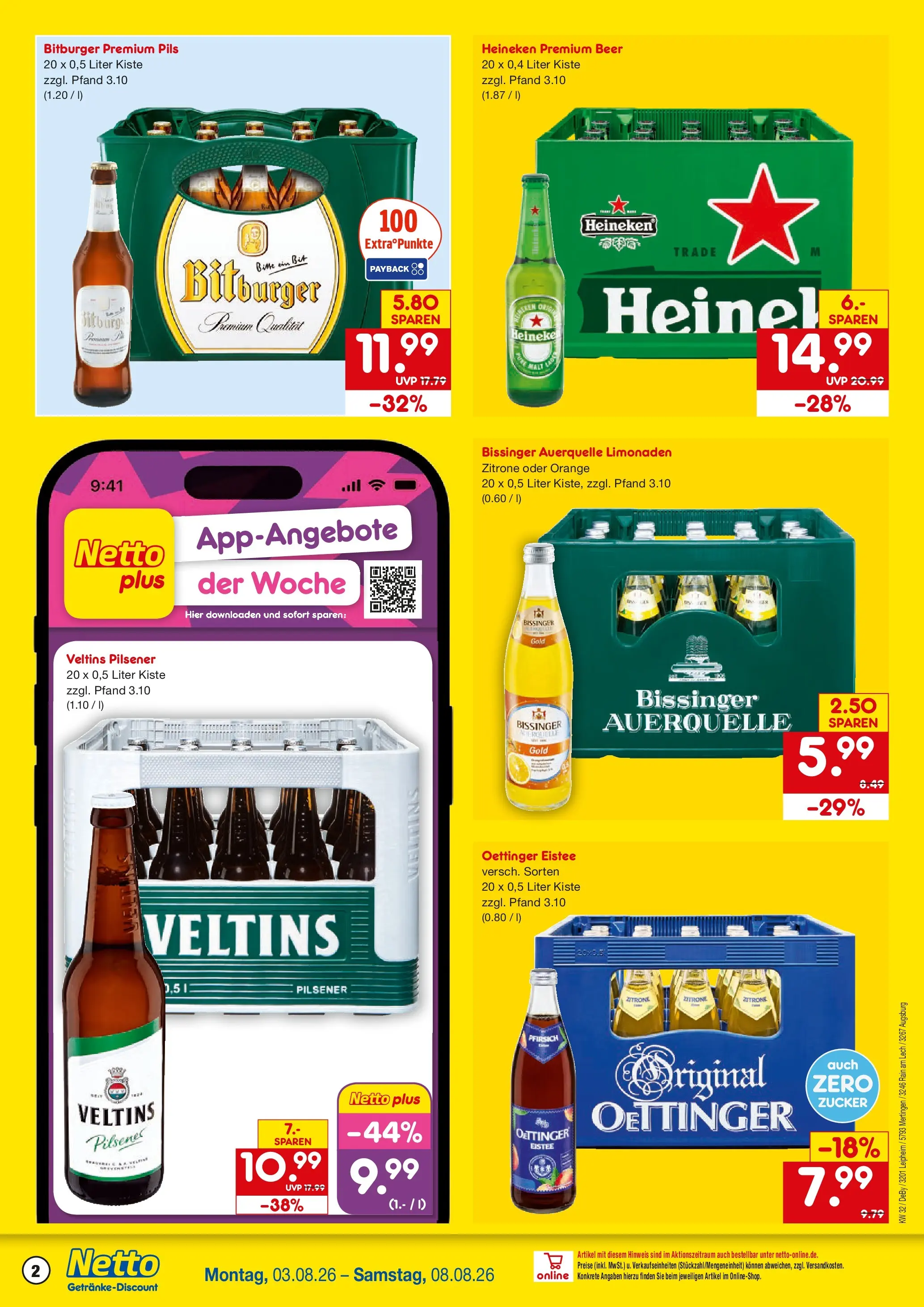Netto Marken-Discount Prospekt Augsburg-Inningen (ab 03.08.2026) » Angebote | Seite: 2 | Produkte: Pils, Oettinger, Heineken, Zitrone