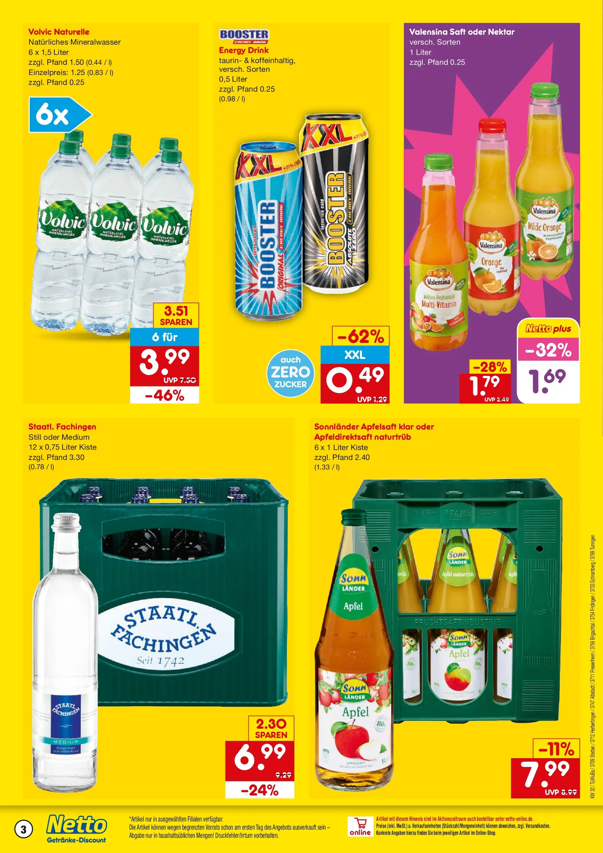 Netto Marken-Discount Prospekt Herbertingen (ab 03.08.2026) » Angebote | Seite: 3 | Produkte: Äpfel, Mineralwasser, Valensina, Saft