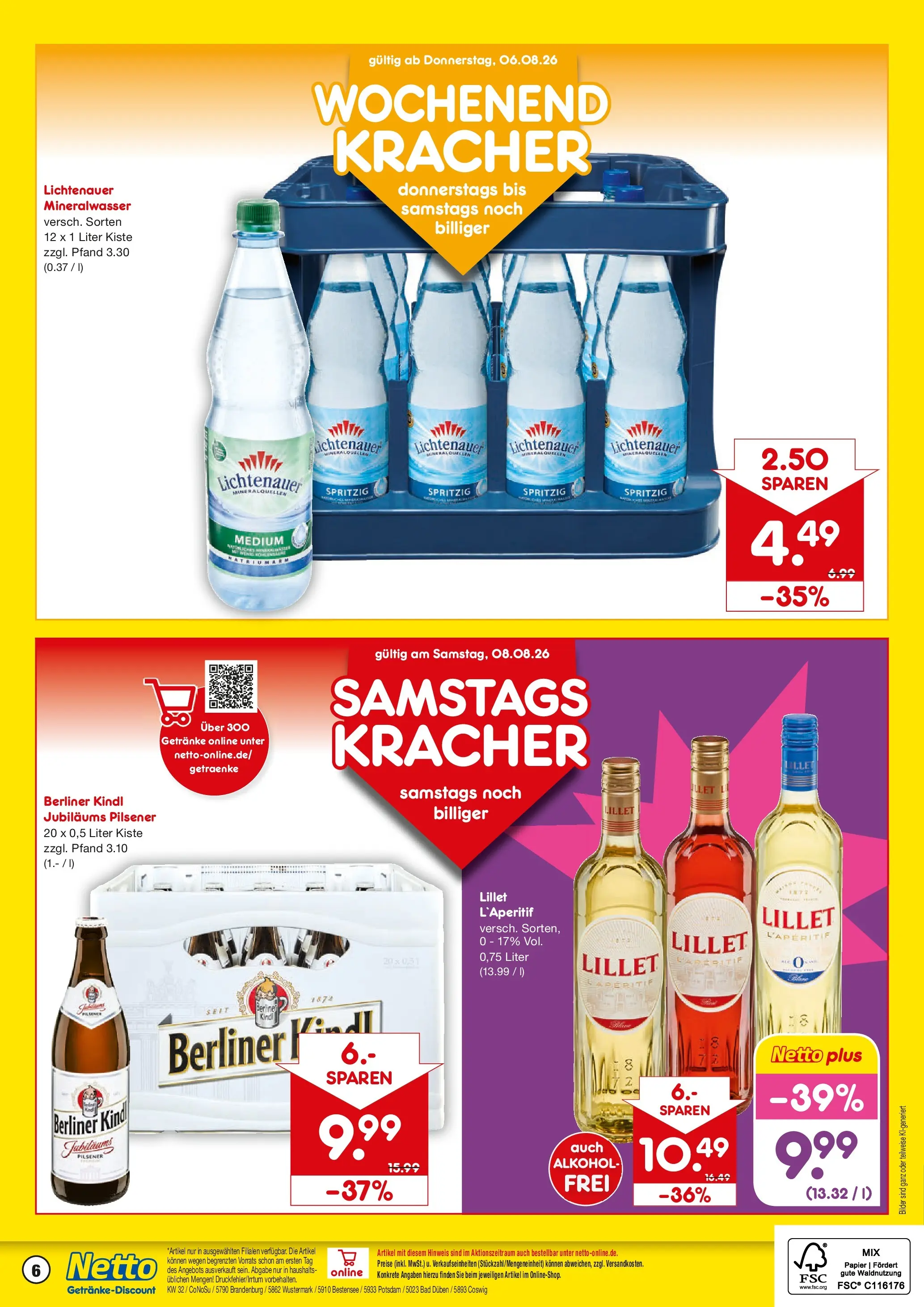 Netto Marken-Discount Prospekt Brandenburg An Der Havel (ab 03.08.2026) » Angebote | Seite: 6 | Produkte: Berliner, Bad, Mineralwasser, Lillet