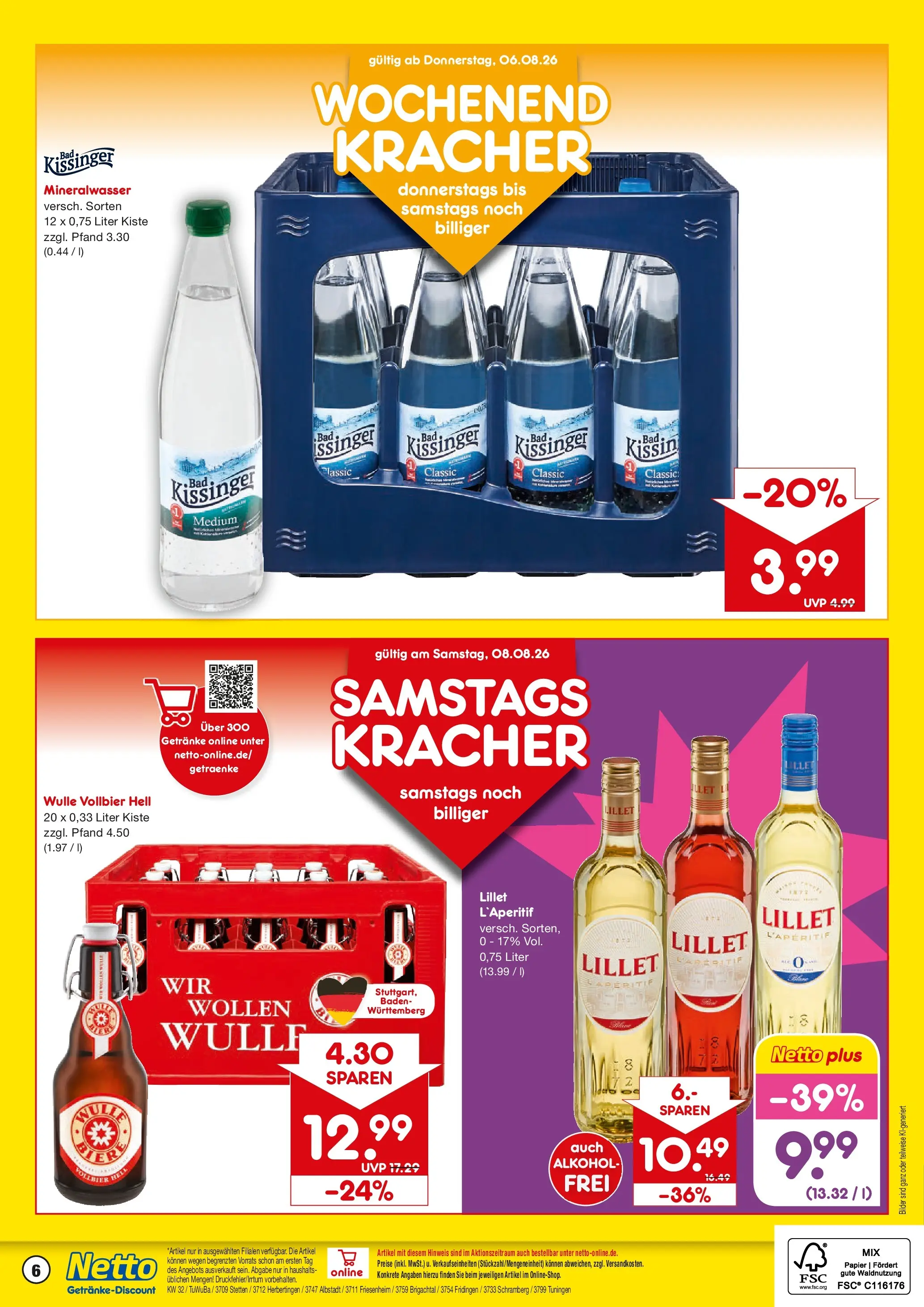 Netto Marken-Discount Prospekt Herbertingen (ab 03.08.2026) » Angebote | Seite: 6 | Produkte: Bad, Mineralwasser, Lillet, Bilder