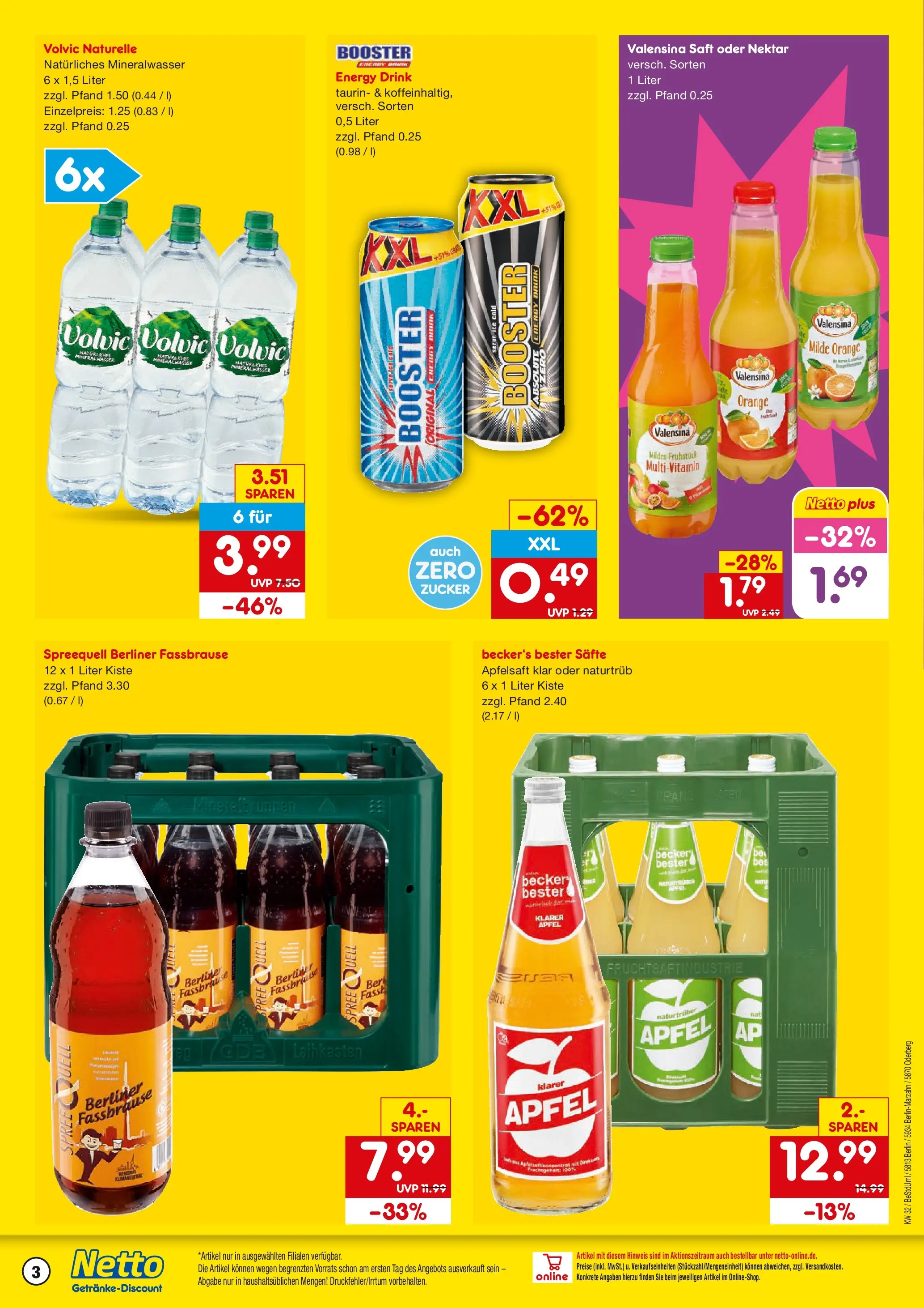 Netto Marken-Discount Prospekt Berlin (ab 03.08.2026) » Angebote | Seite: 3 | Produkte: Energy, Apfelsaft, Saft, Volvic