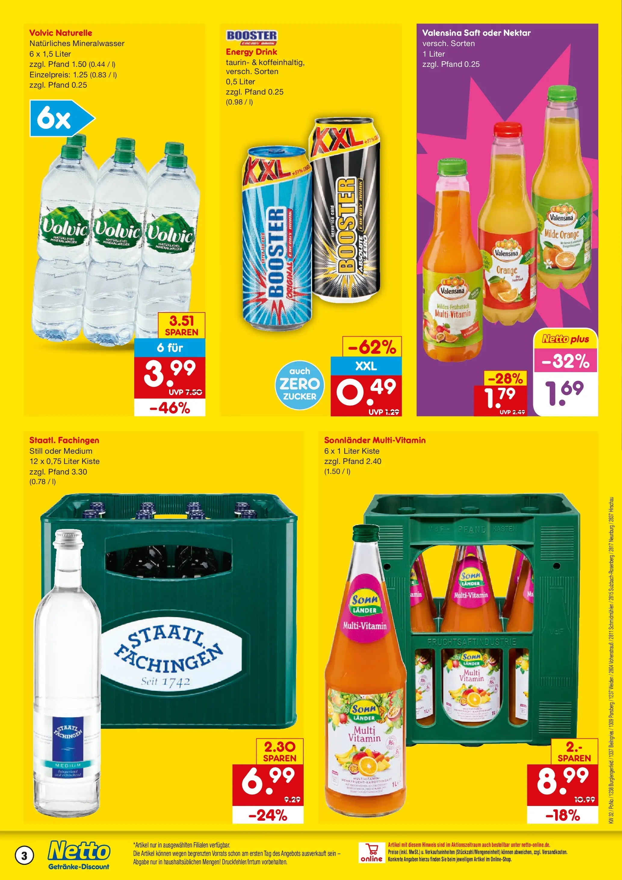 Netto Marken-Discount Prospekt Neunburg Vorm Wald (ab 03.08.2026) » Angebote | Seite: 3 | Produkte: Energy, Mineralwasser, Valensina, Volvic