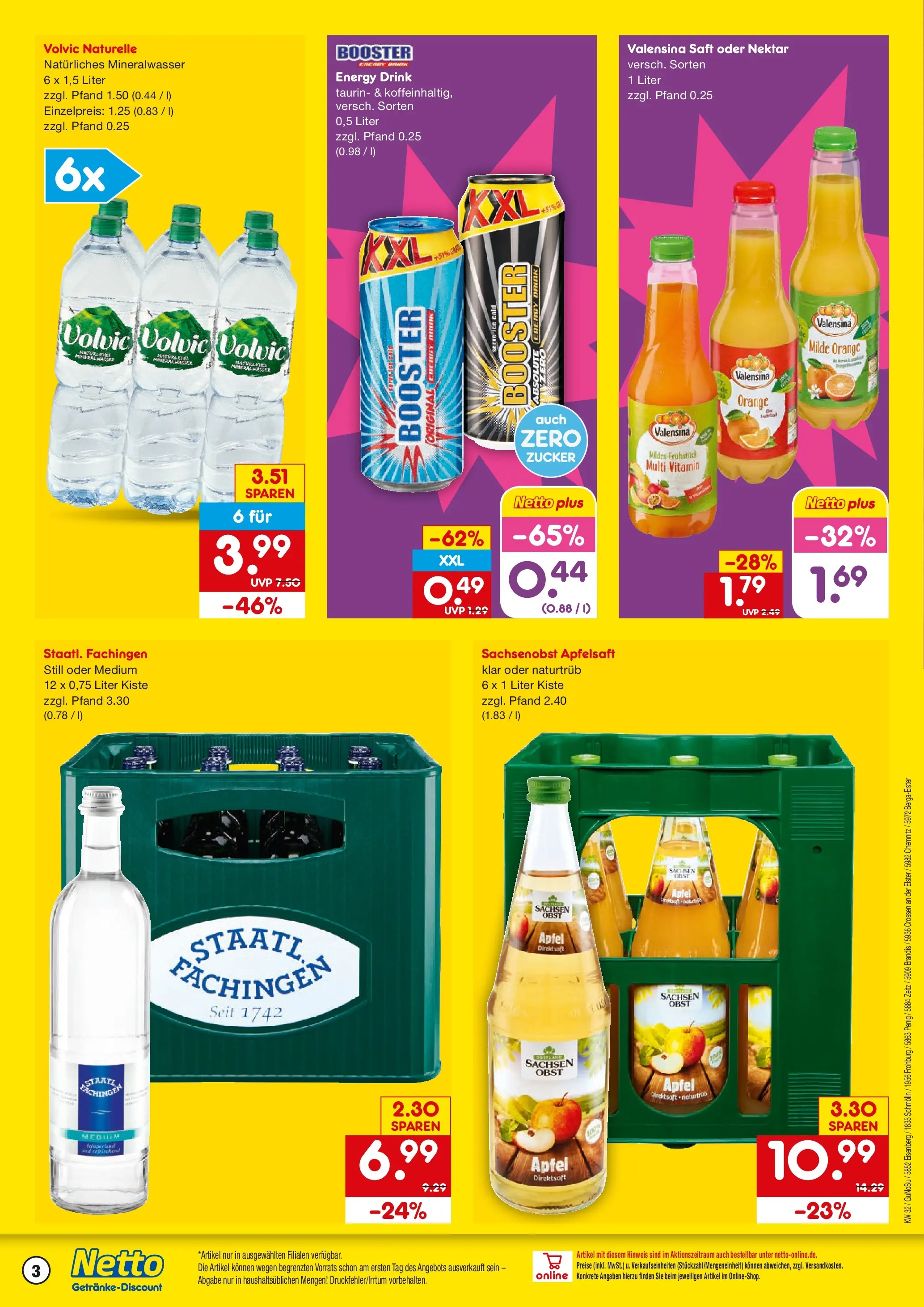 Netto Marken-Discount Prospekt Penig (ab 03.08.2026) » Angebote | Seite: 3 | Produkte: Äpfel, Apfelsaft, Saft, Volvic