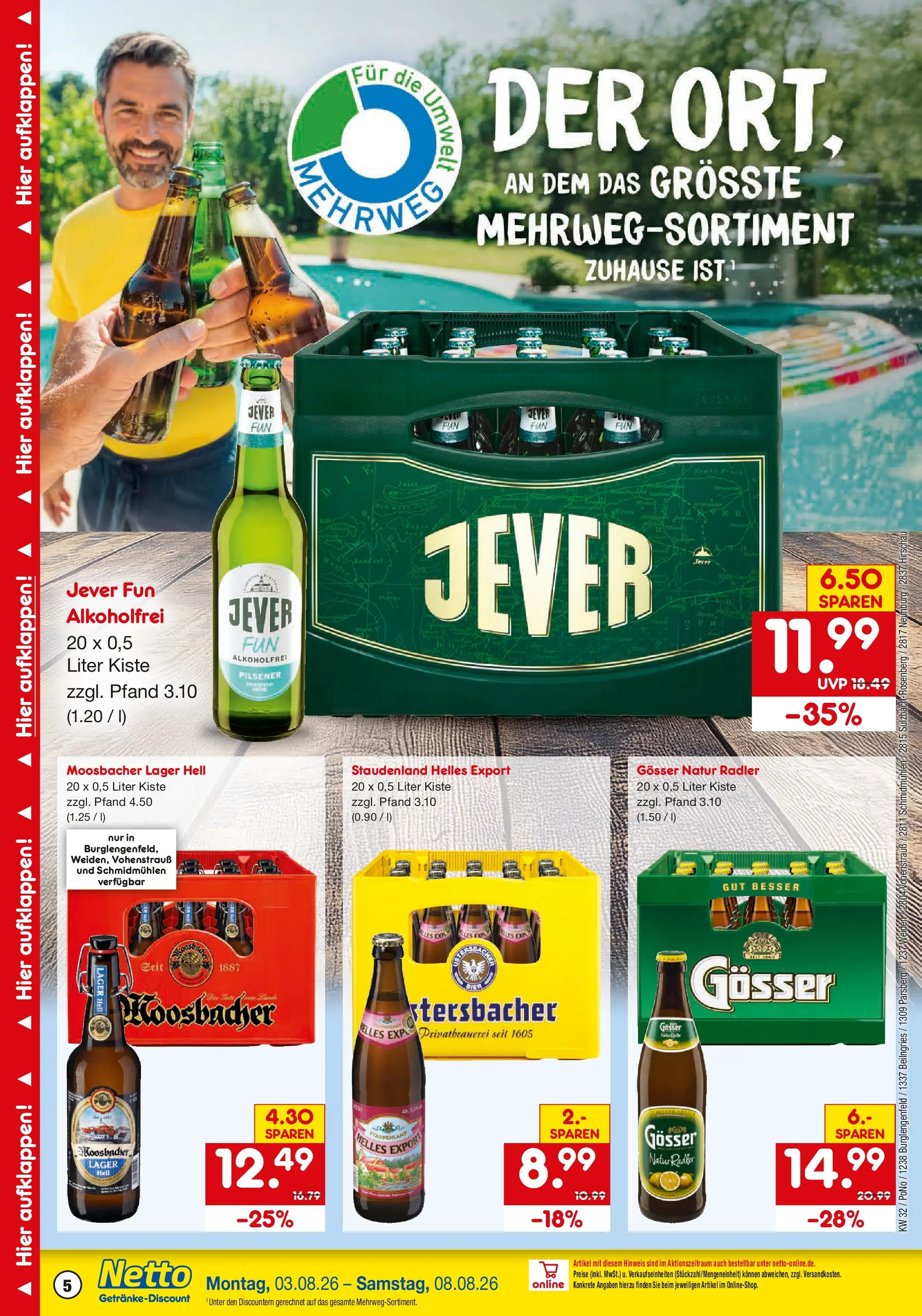 Netto Marken-Discount Prospekt Neunburg Vorm Wald (ab 03.08.2026) » Angebote | Seite: 5 | Produkte: Radler, Jever