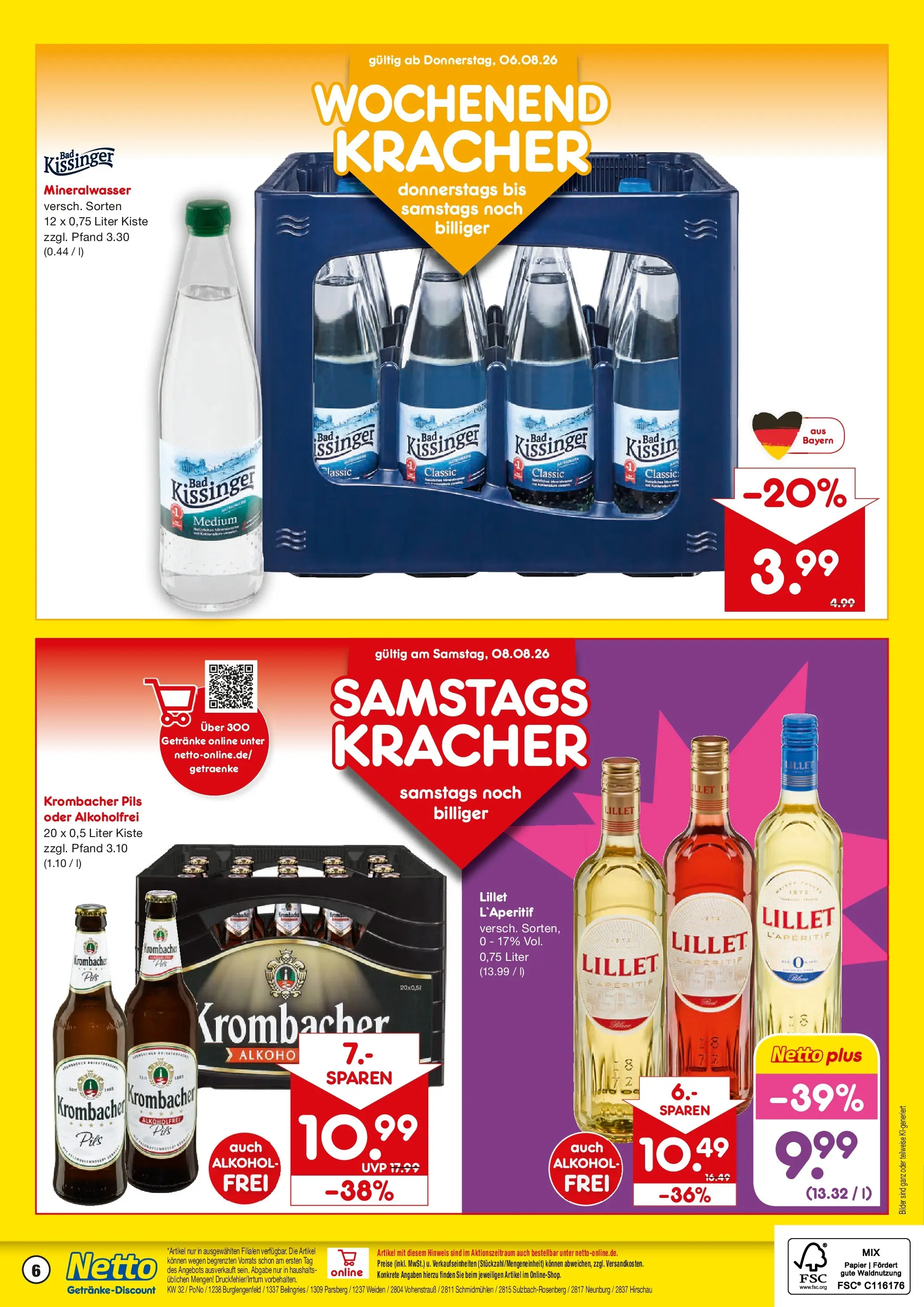 Netto Marken-Discount Prospekt Neunburg Vorm Wald (ab 03.08.2026) » Angebote | Seite: 6 | Produkte: Bad, Pils, Lillet, Bilder
