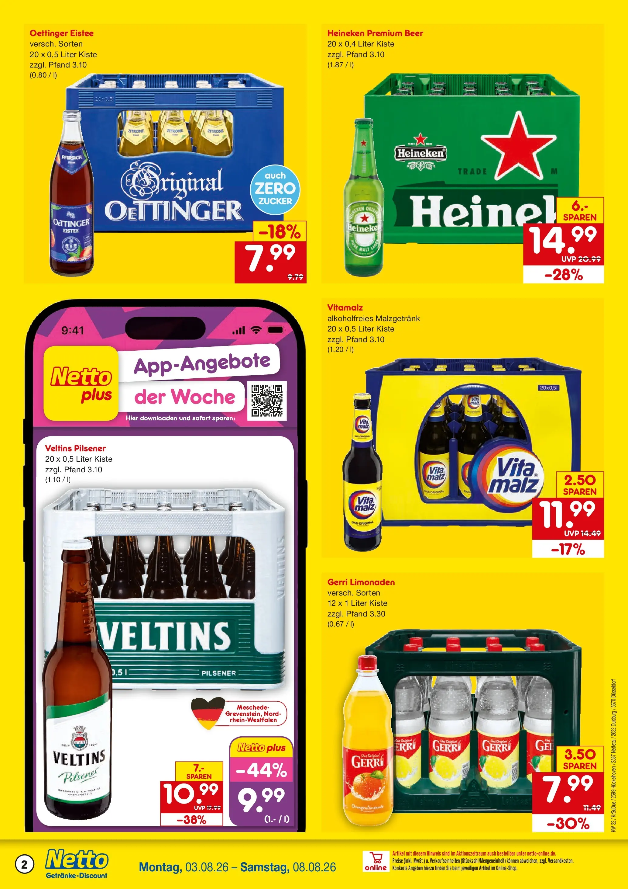 Netto Marken-Discount Prospekt Hückelhoven-Baal (ab 03.08.2026) » Angebote | Seite: 2 | Produkte: Oettinger, Zucker, Zitrone, Pfirsich