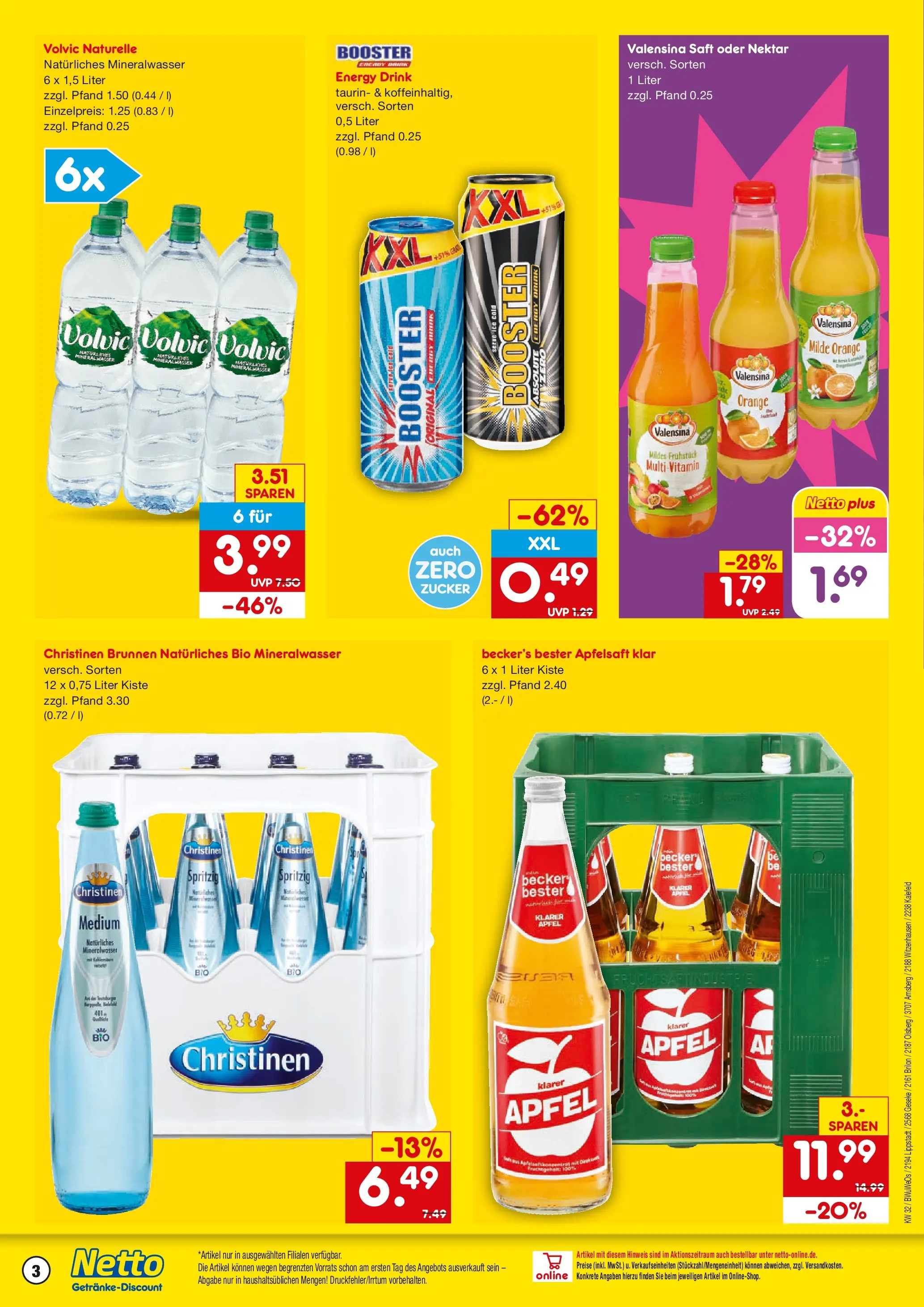 Netto Marken-Discount Prospekt Bielefeld-Jöllenbeck (ab 03.08.2026) » Angebote | Seite: 3 | Produkte: Äpfel, Valensina, Zucker, Saft