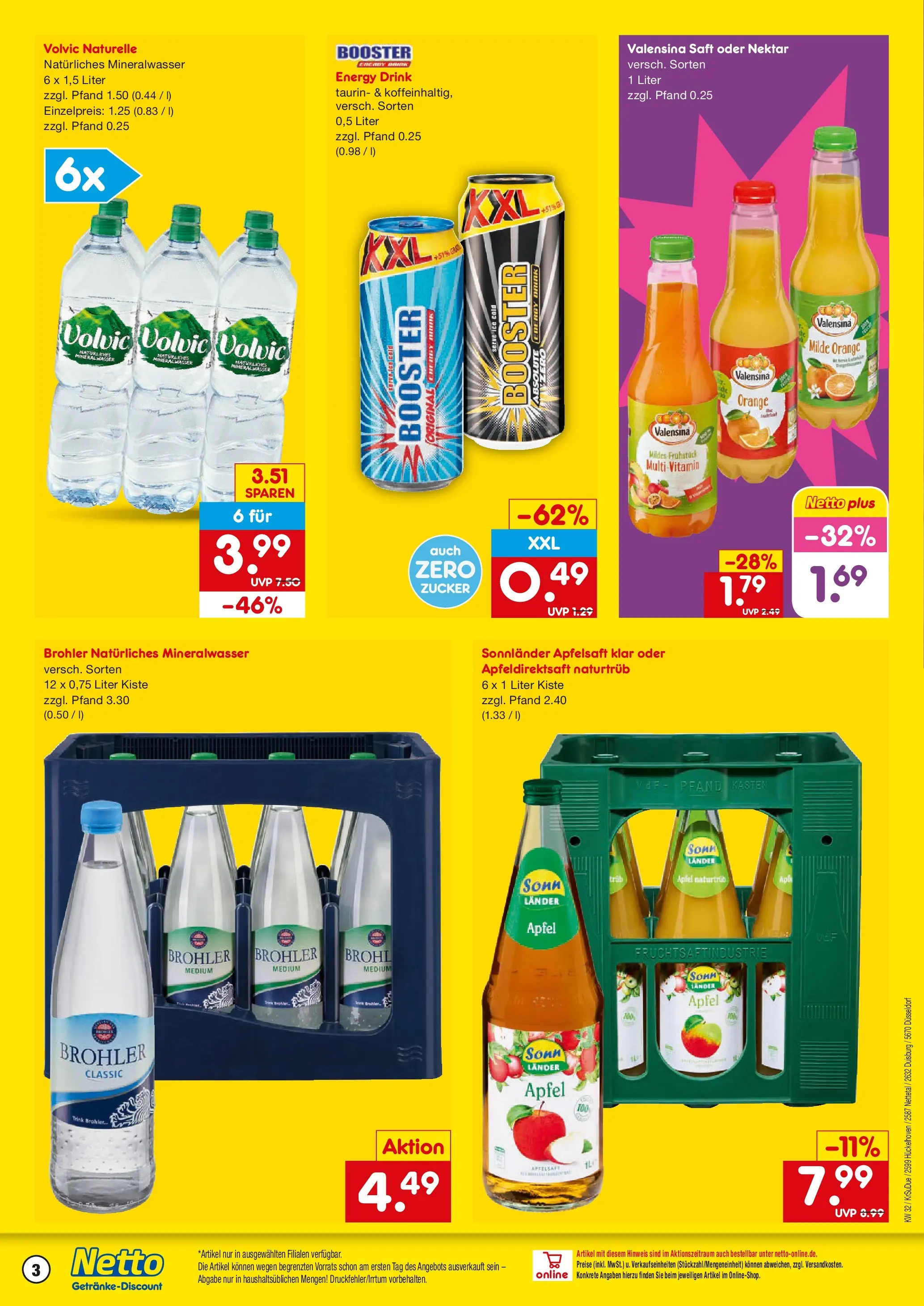 Netto Marken-Discount Prospekt Hückelhoven-Baal (ab 03.08.2026) » Angebote | Seite: 3 | Produkte: Energy, Äpfel, Apfelsaft, Volvic
