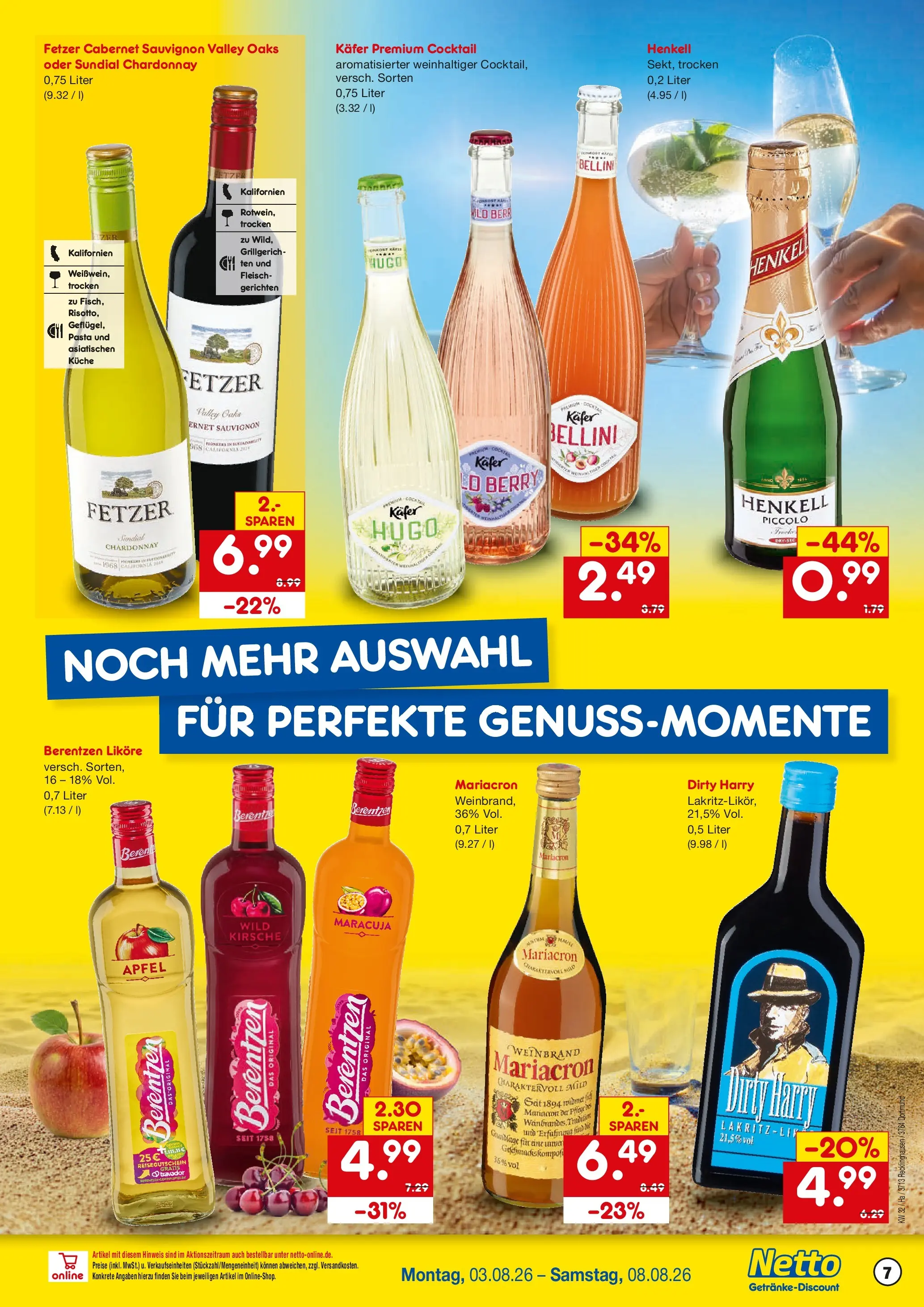 Netto Marken-Discount Prospekt Recklinghausen (ab 03.08.2026) » Angebote | Seite: 7 | Produkte: Küche, Äpfel, Hugo, Berentzen