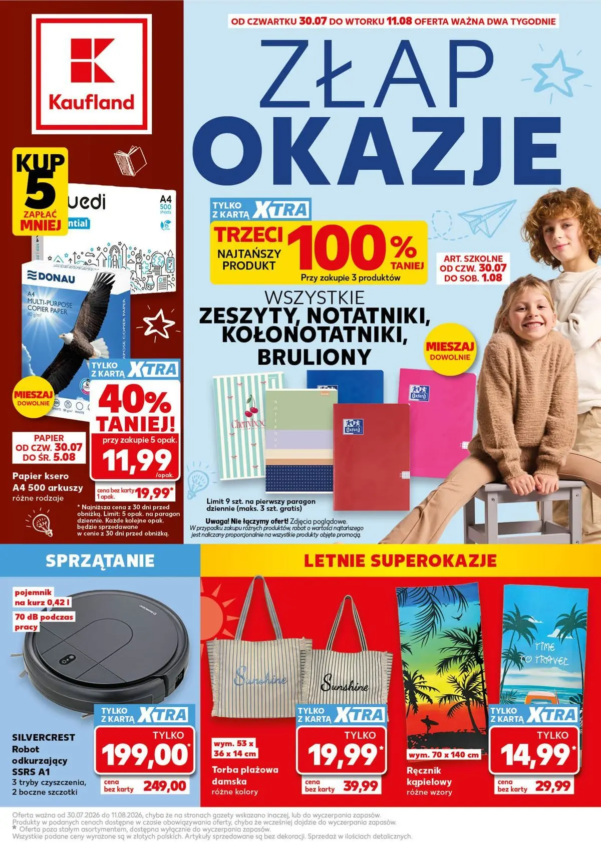Kaufland gazetka - Złap Okazje od 30.07.2026 - od jutra PDF | Strona: 1 | Produkty: Karta, Torba, Cleaner, Papier ksero