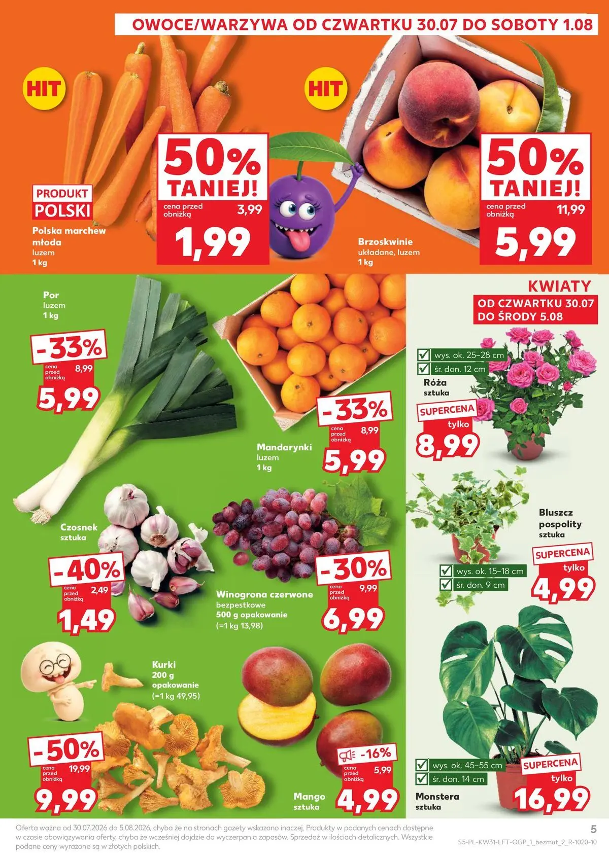 Kaufland gazetka od 30.07.2026 - od jutra PDF | Strona: 5 | Produkty: Mango, Winogrona, Por, Brzoskwinie