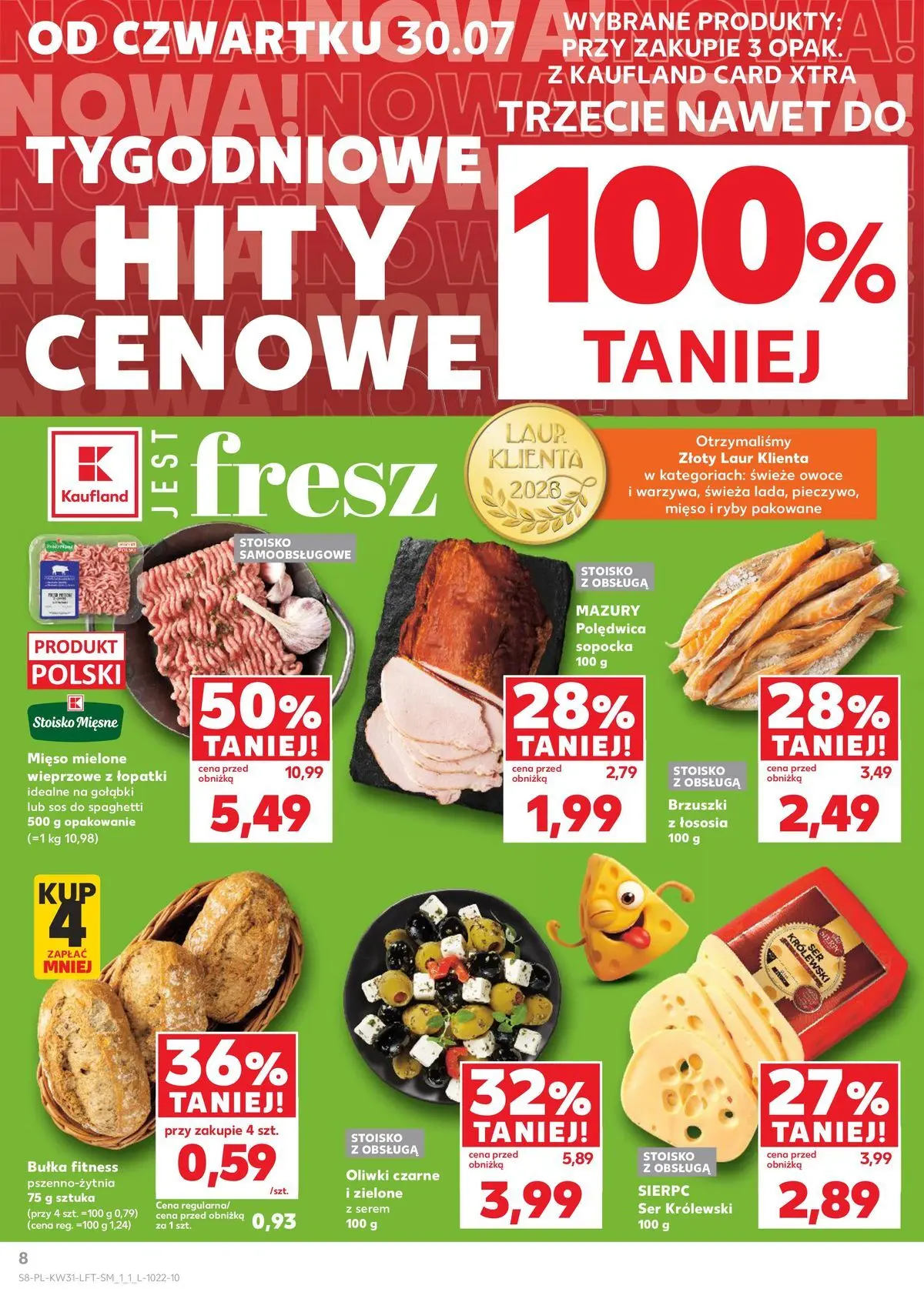 Kaufland gazetka od 30.07.2026 - od jutra PDF | Strona: 8 | Produkty: Mięso mielone, Ser, Oliwki czarne, Sos