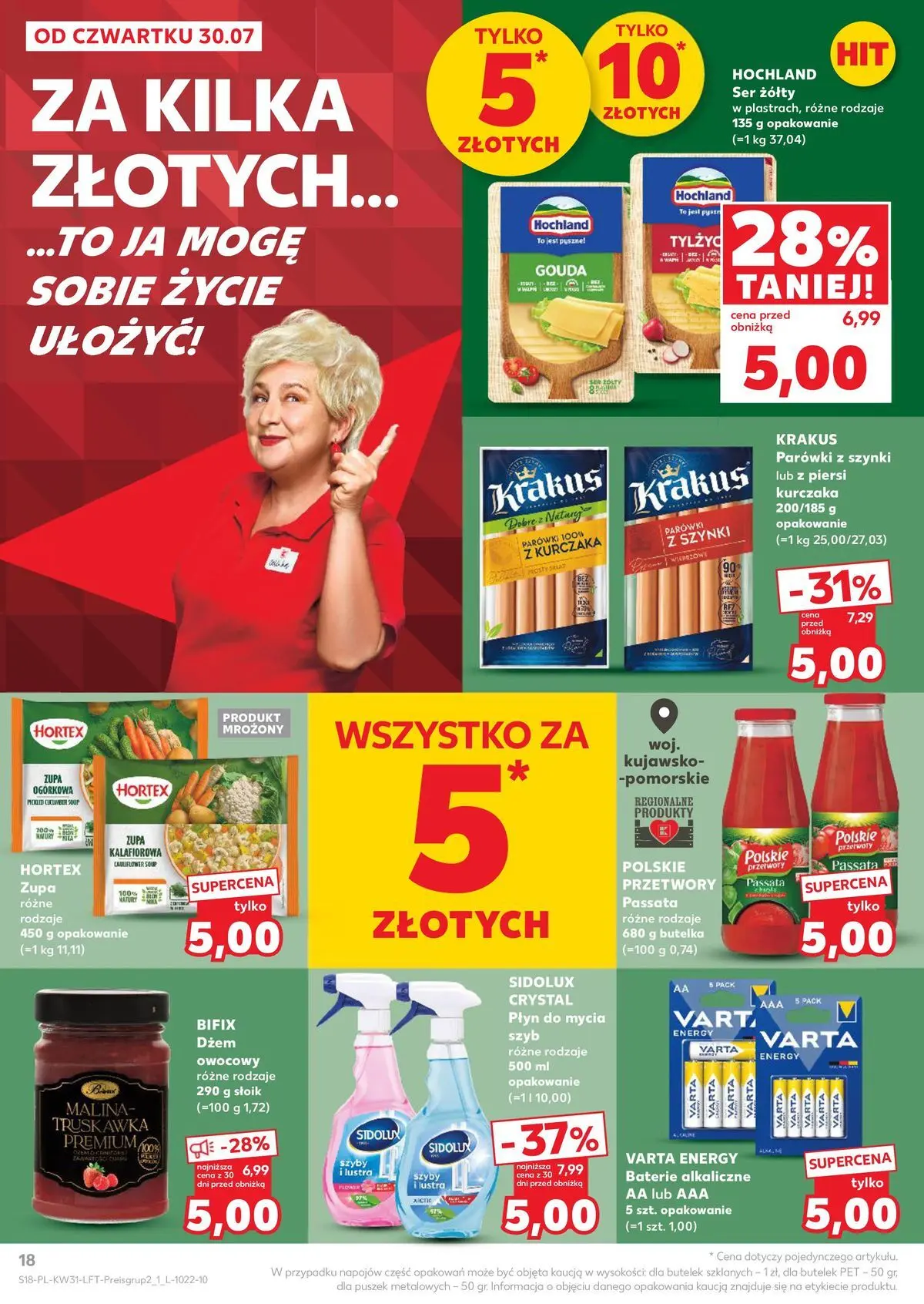 Kaufland gazetka od 30.07.2026 - od jutra PDF | Strona: 18 | Produkty: Płyn do mycia szyb, Parówki z szynki, Baterie, Dżem