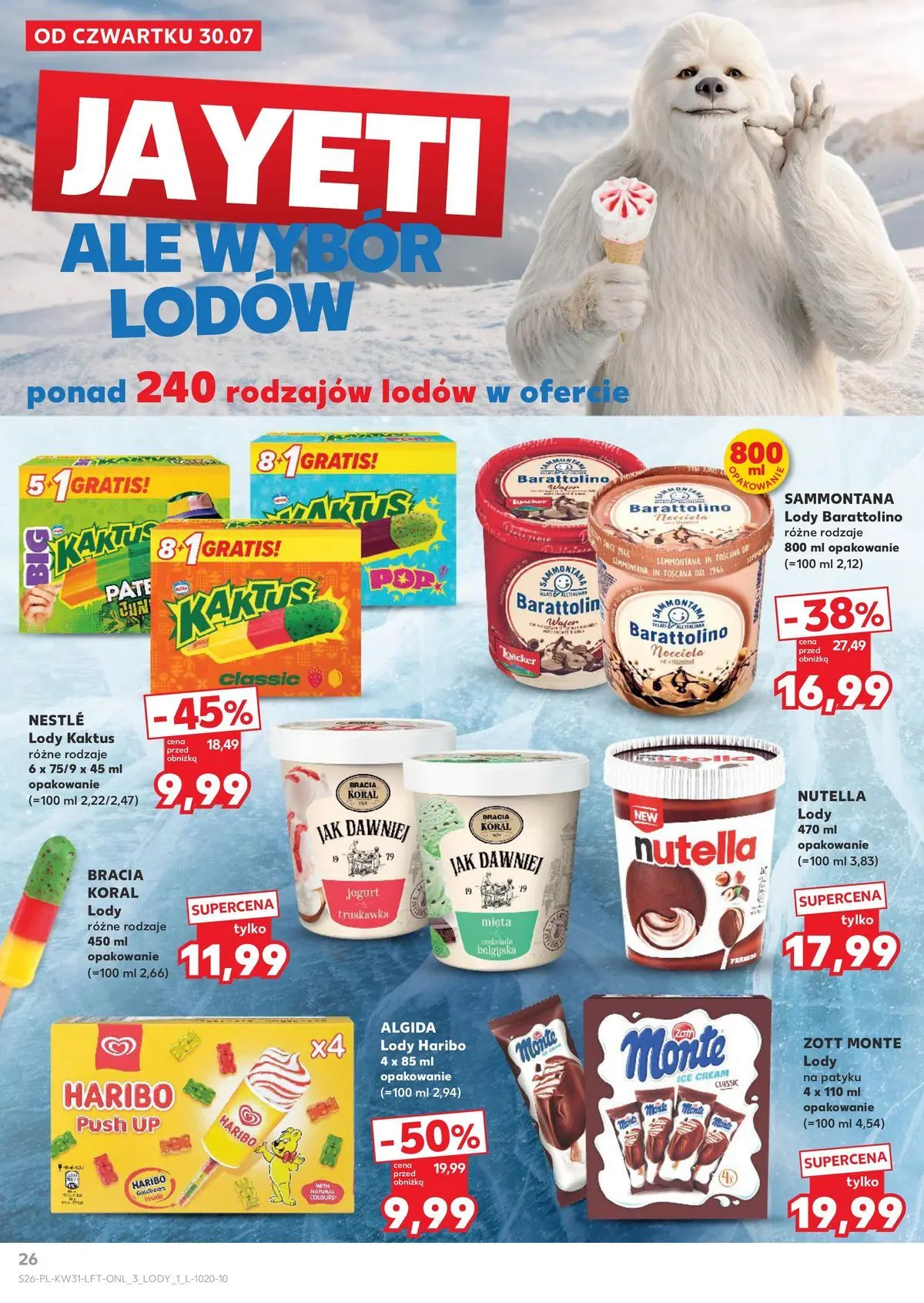 Kaufland gazetka od 30.07.2026 - od jutra PDF | Strona: 26 | Produkty: Nutella, Mięta, Lody Kaktus, Lody