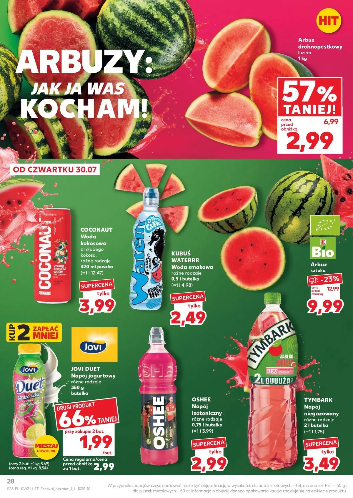 Kaufland gazetka od 30.07.2026 - od jutra PDF | Strona: 28 | Produkty: Arbuz, Woda kokosowa, Woda