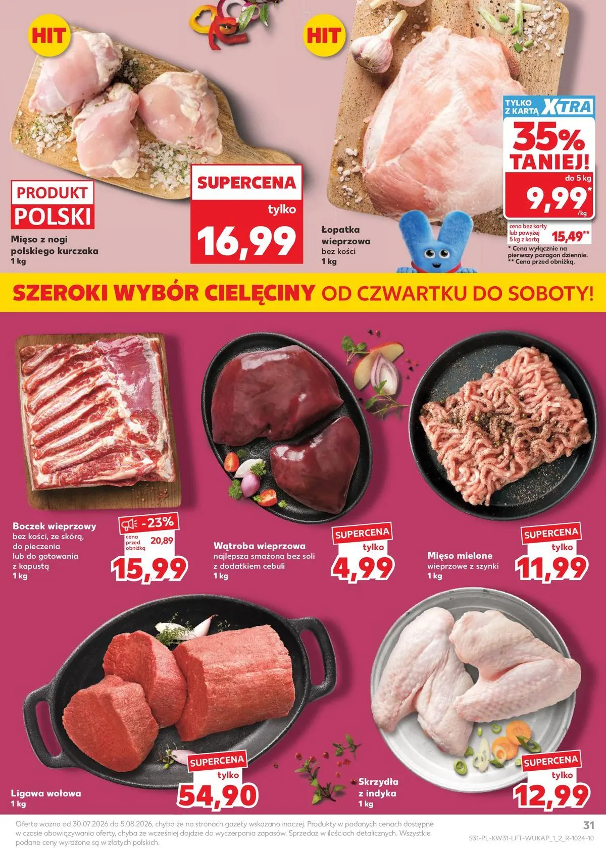 Kaufland gazetka od 30.07.2026 - od jutra PDF | Strona: 31 | Produkty: Kapusta, Karta, Boczek wieprzowy, Mięso mielone