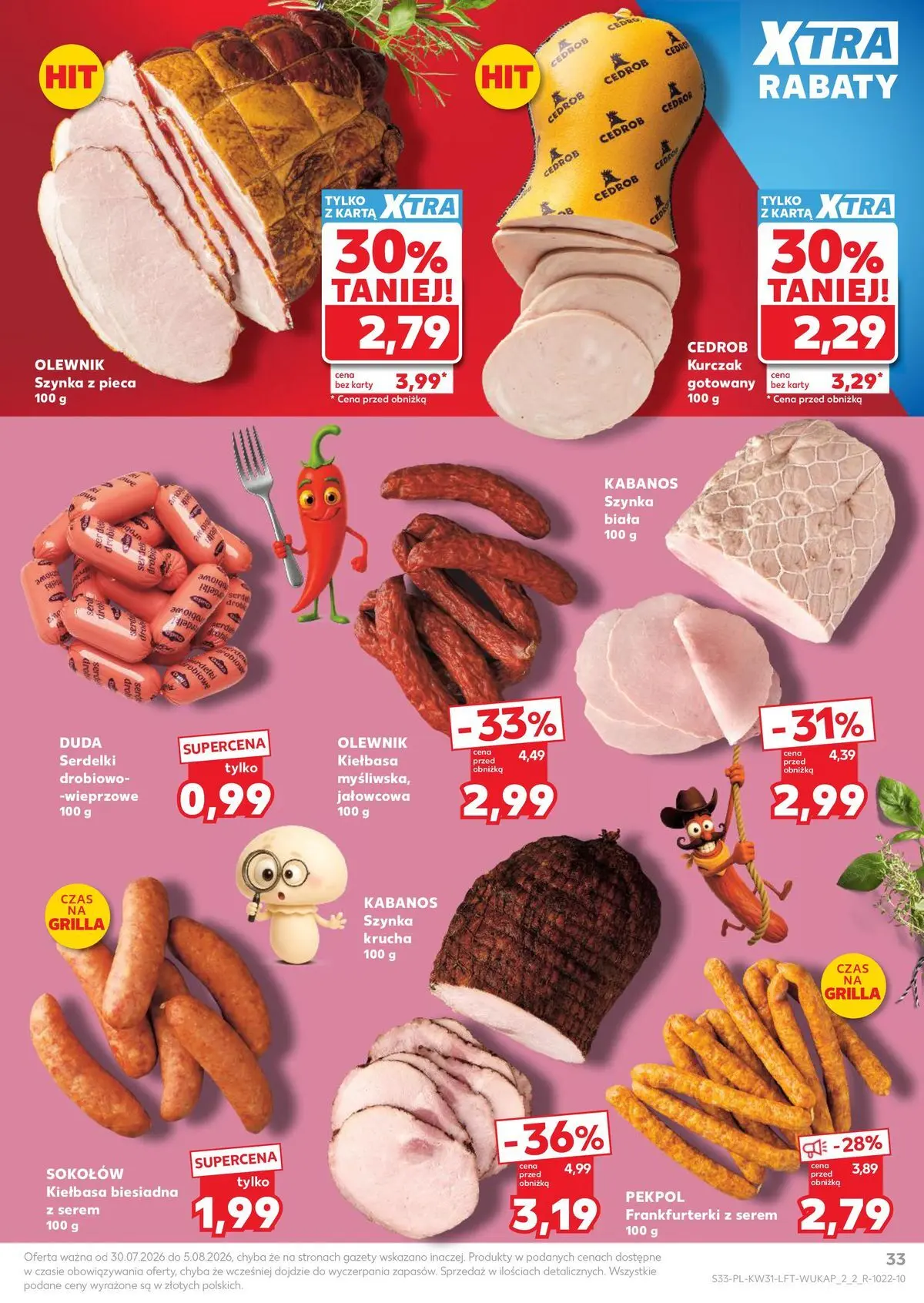 Kaufland gazetka od 30.07.2026 - od jutra PDF | Strona: 33 | Produkty: Karta, Kurczak, Frankfurterki, Szynka