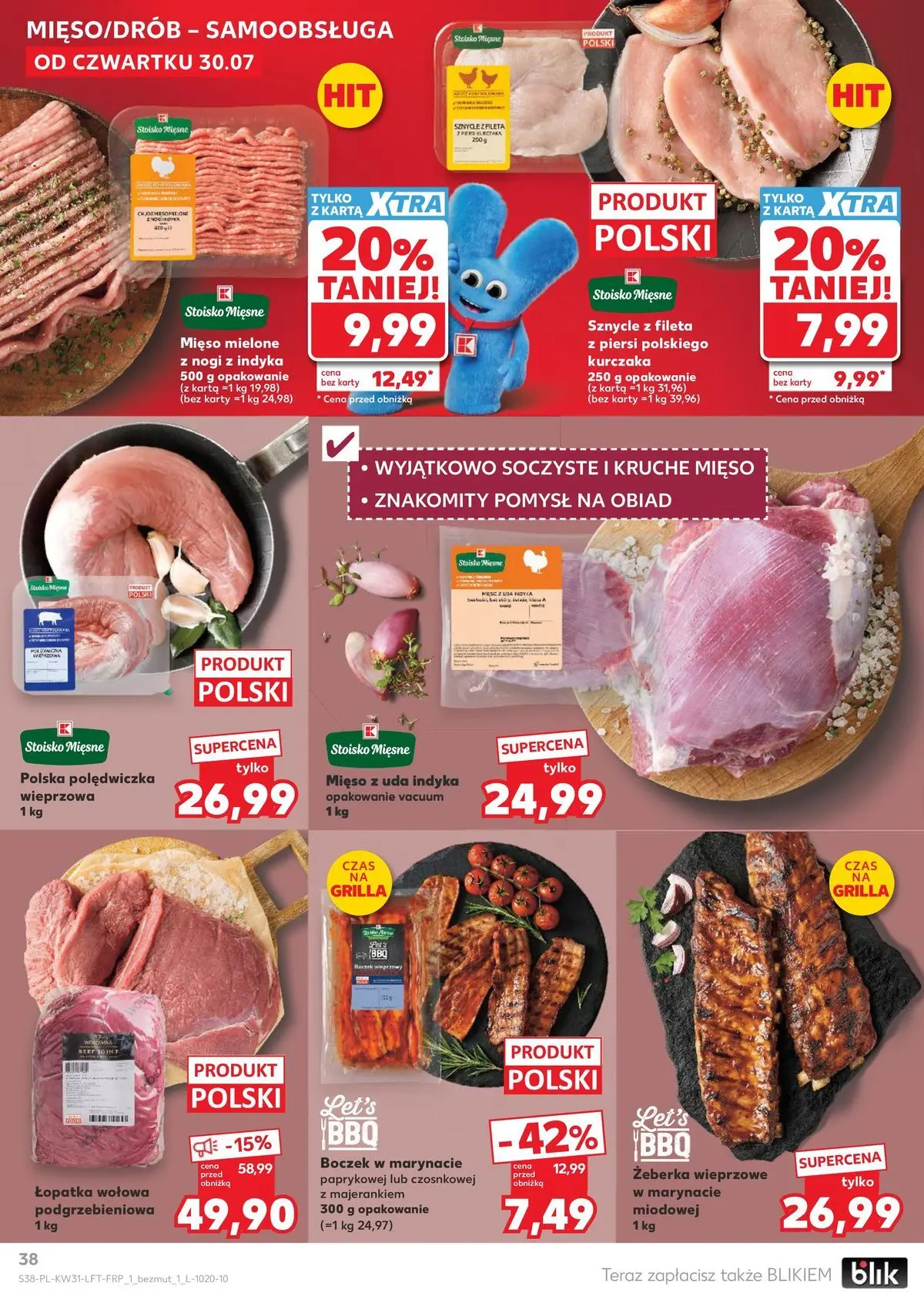 Kaufland gazetka od 30.07.2026 - od jutra PDF | Strona: 38 | Produkty: Karta, Polędwiczka wieprzowa, Mięso mielone, Boczek