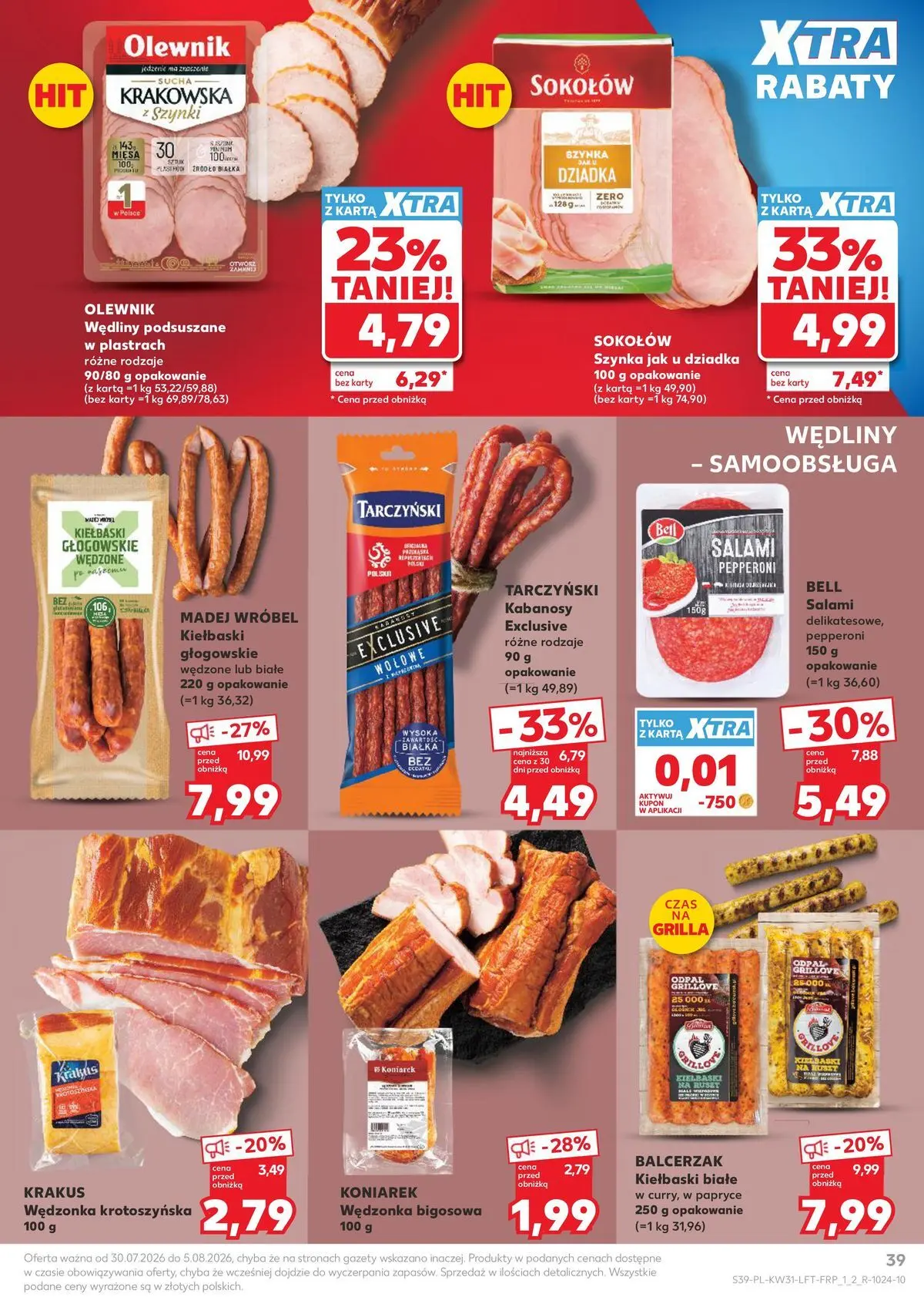 Kaufland gazetka od 30.07.2026 - od jutra PDF | Strona: 39 | Produkty: Bell, Kabanosy, Salami, Wędliny
