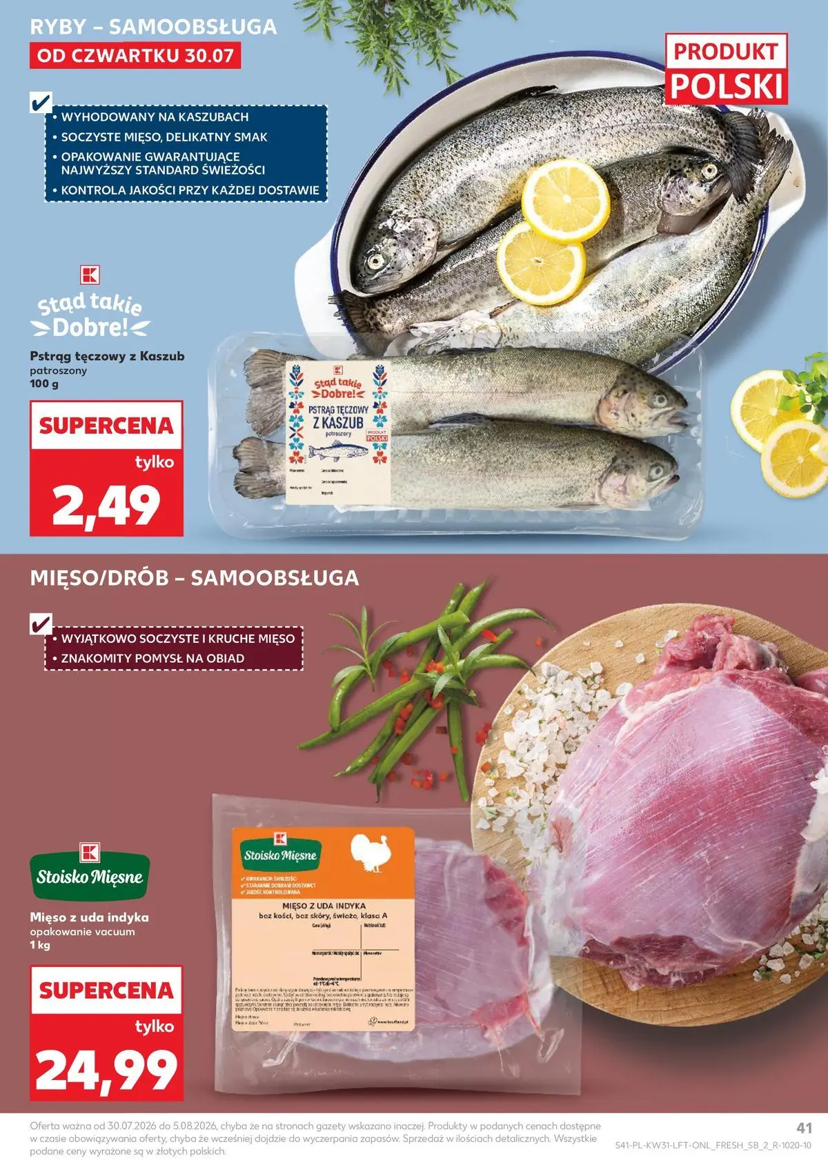Kaufland gazetka od 30.07.2026 - od jutra PDF | Strona: 41 | Produkty: Pstrąg tęczowy, Mięso, Pstrąg, Ryby