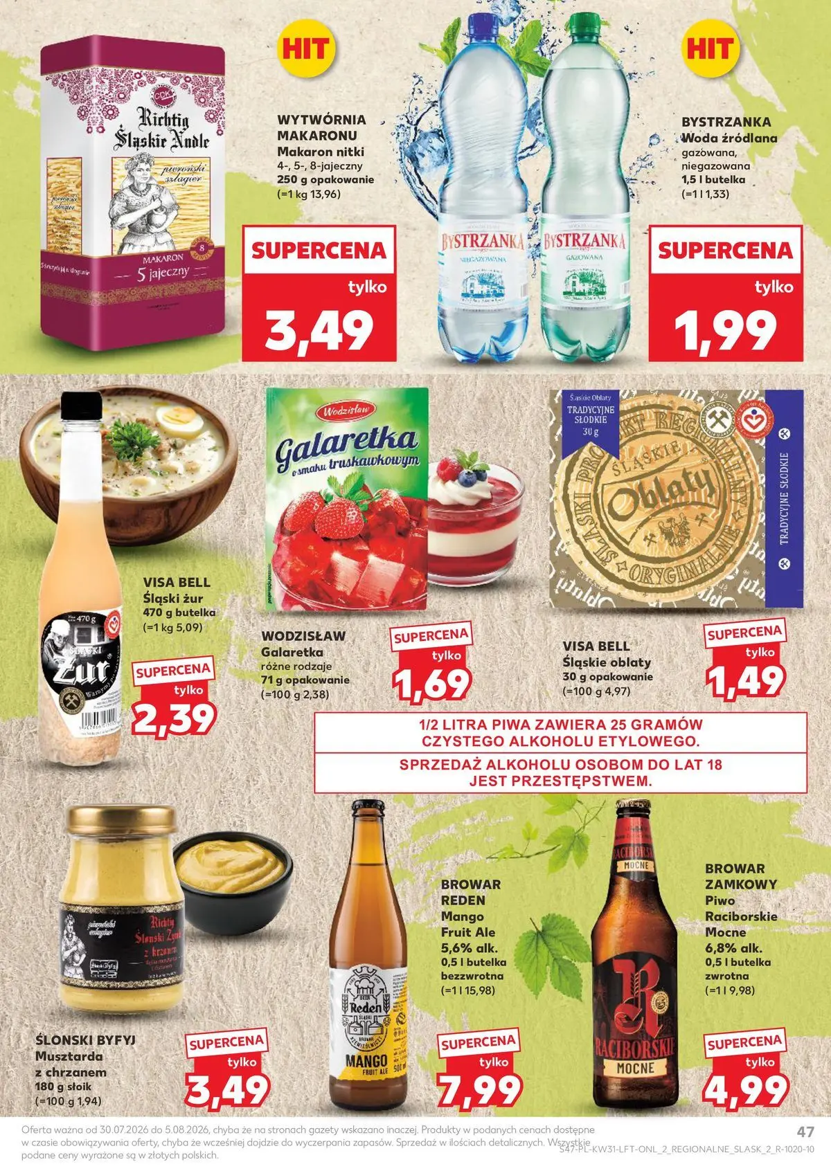 Kaufland gazetka od 30.07.2026 - od jutra PDF | Strona: 47 | Produkty: Musztarda, Piwo, Makaron, Woda