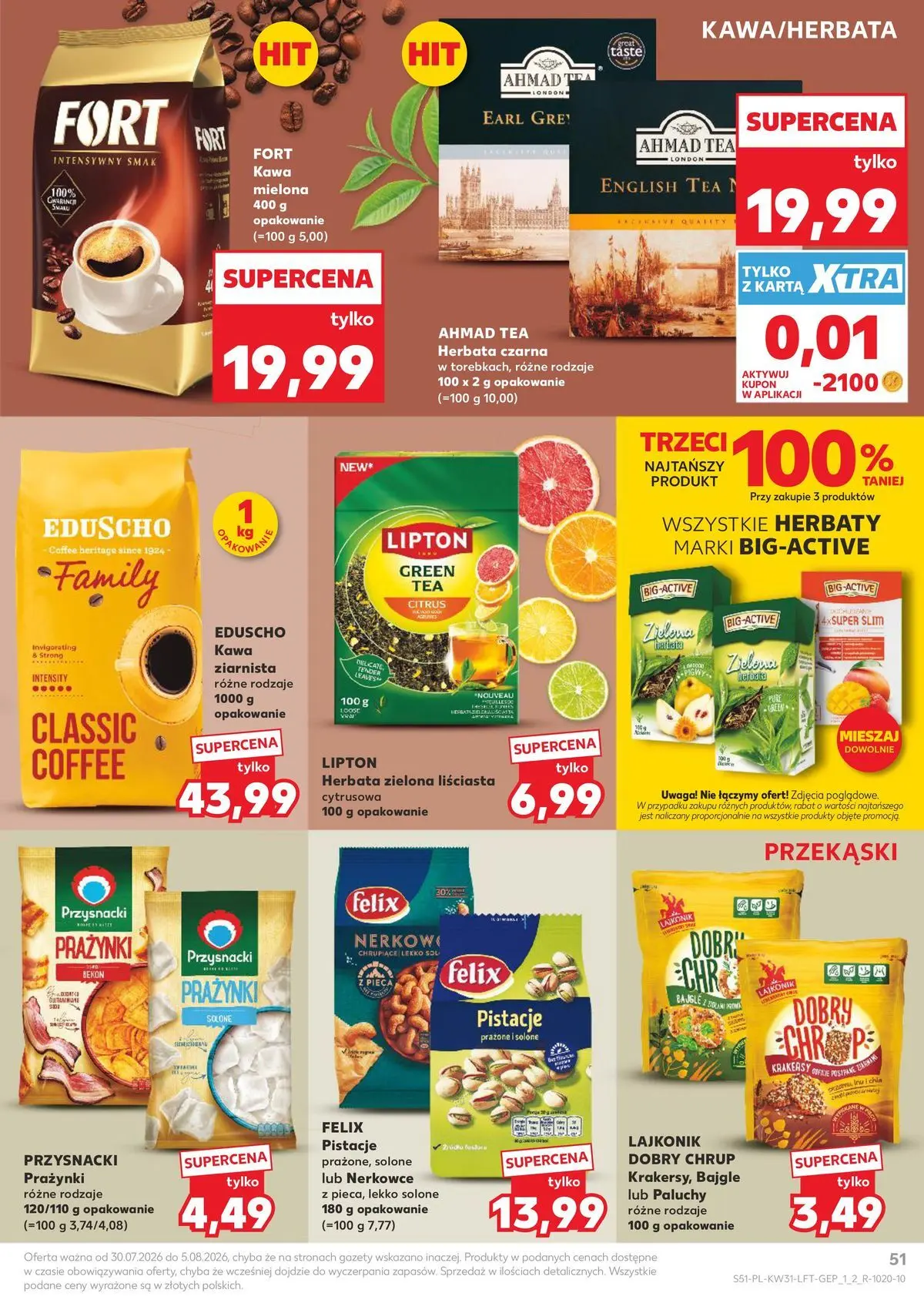 Kaufland gazetka od 30.07.2026 - od jutra PDF | Strona: 51 | Produkty: Karta, Bekon, Kawa ziarnista, Herbata