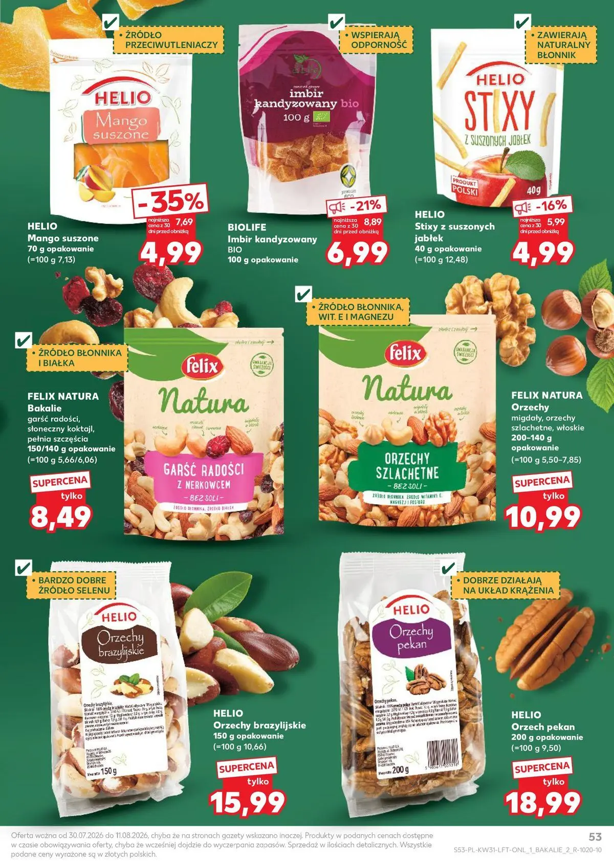 Kaufland gazetka od 30.07.2026 - od jutra PDF | Strona: 53 | Produkty: Imbir, Imbir kandyzowany, Orzechy brazylijskie, Orzechy