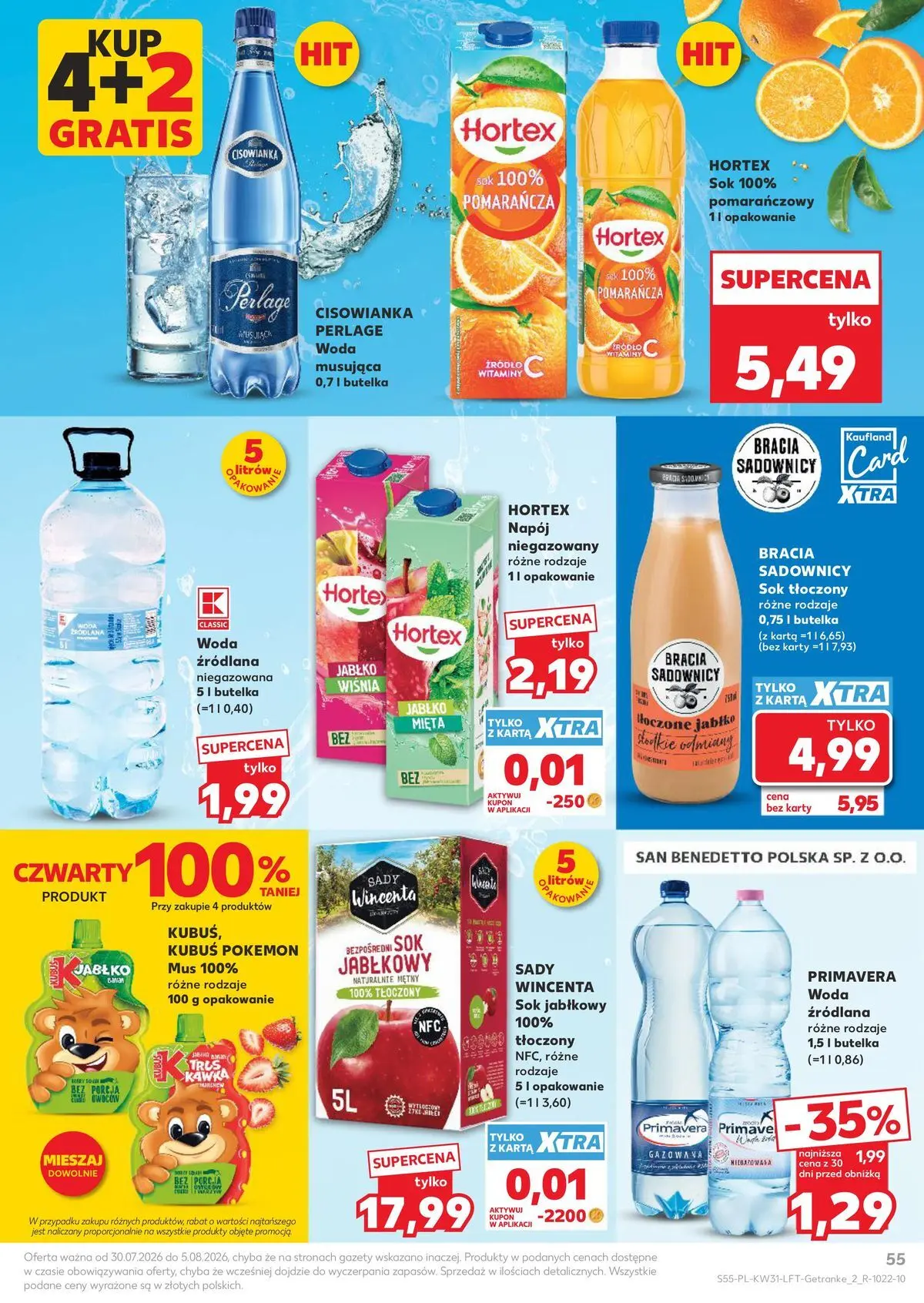 Kaufland gazetka od 30.07.2026 - od jutra PDF | Strona: 55 | Produkty: Karta, Sok jabłkowy, Mięta, Woda