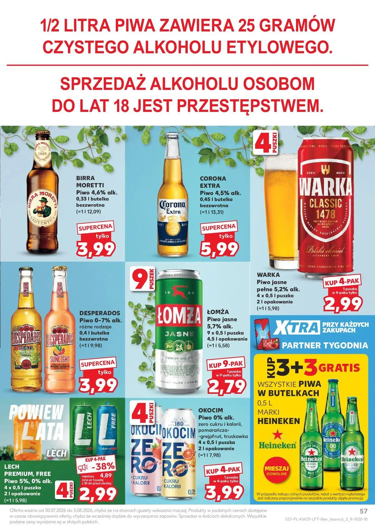 Kaufland gazetka od 30.07.2026 - od jutra PDF | Strona: 57 | Produkty: Warka, Piwo, Heineken