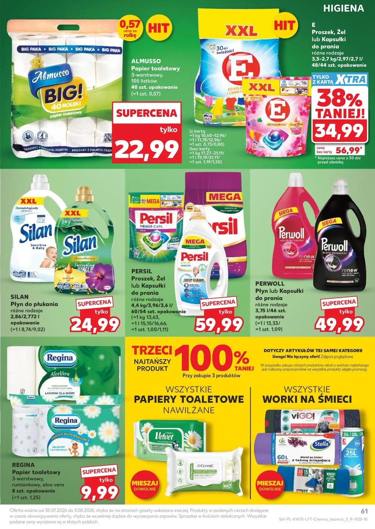 Kaufland gazetka od 30.07.2026 - od jutra PDF | Strona: 61 | Produkty: Karta, Papier toaletowy, Kapsułki do prania, Detergent