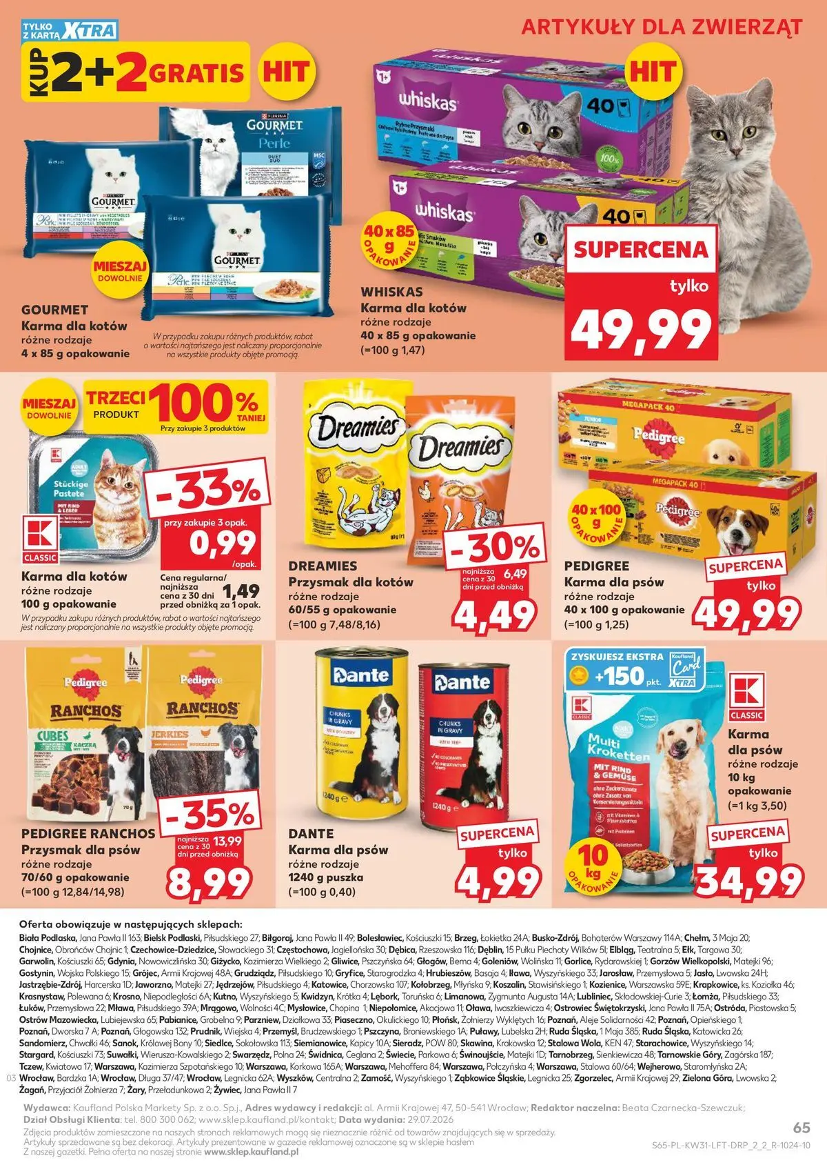 Kaufland gazetka od 30.07.2026 - od jutra PDF | Strona: 65 | Produkty: Karta, Kaczka, Pedigree, Karma dla kotów