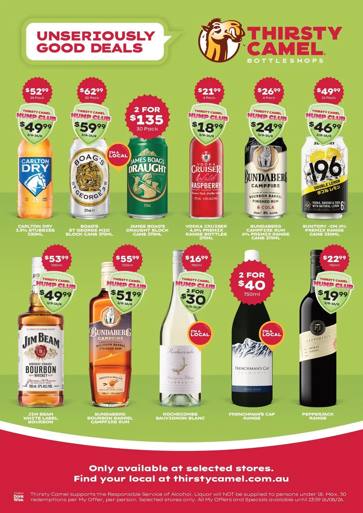 Deals - Unseriously Good Deals 03/08 - 03/08/2026 > weekly / monthly specials | Page: 1 | Products: Bourbon, Vodka, Lemon, Cap