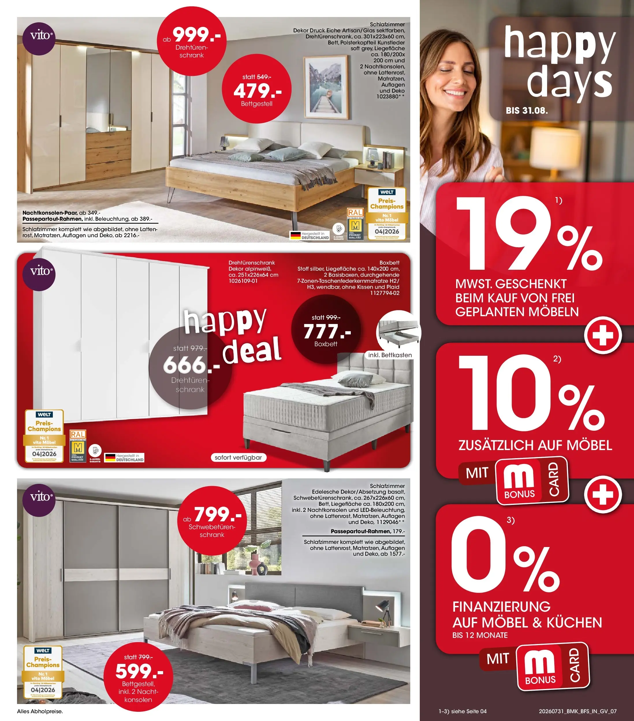 Möbel Martin Happy Days (ab 31.07.2026) zum Blättern | Seite: 7 | Produkte: Kissen, Drehtürenschrank, Schrank, Kuchen