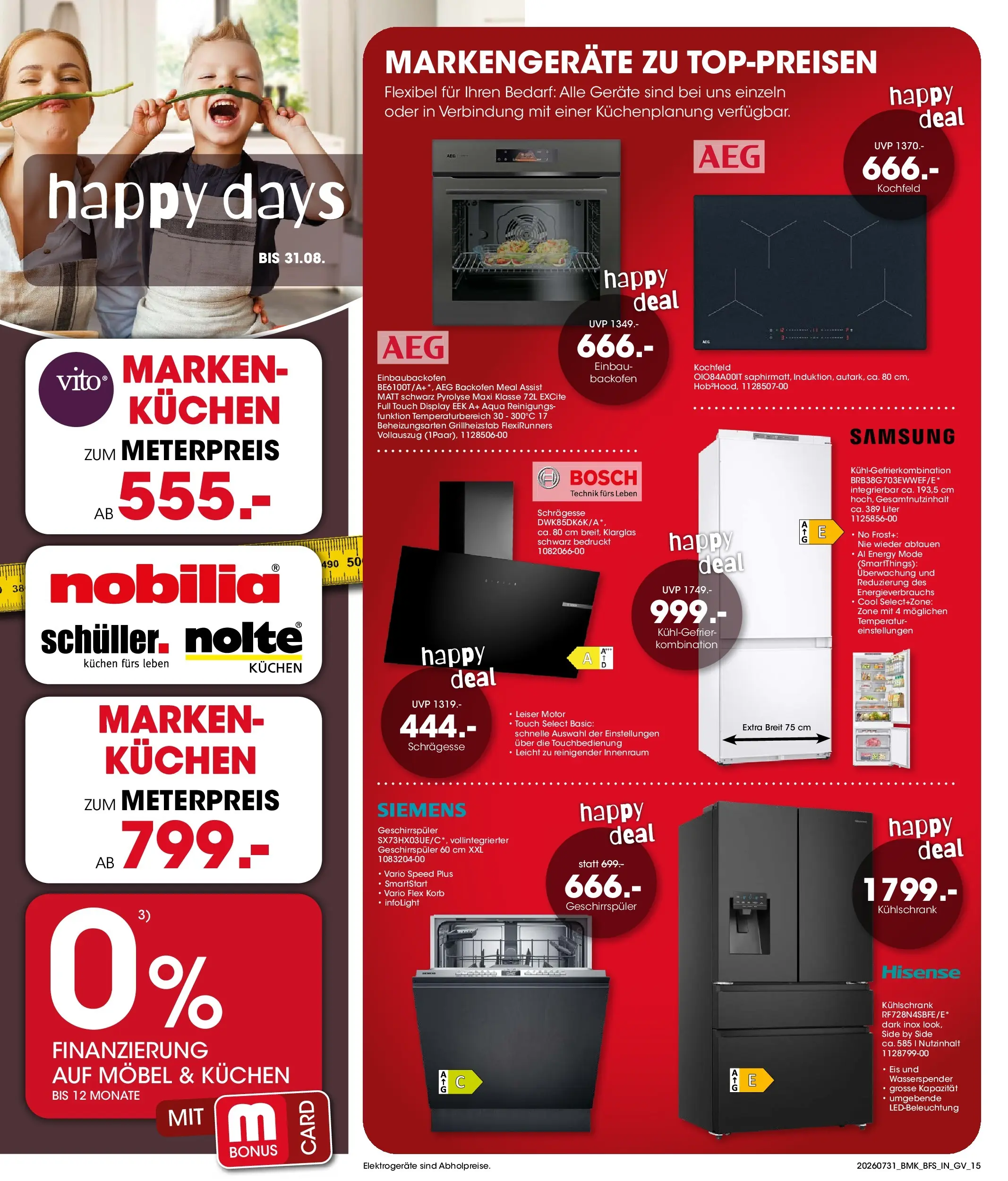 Möbel Martin Happy Days (ab 31.07.2026) zum Blättern | Seite: 15 | Produkte: Siemens, Energy, Backofen, Eis