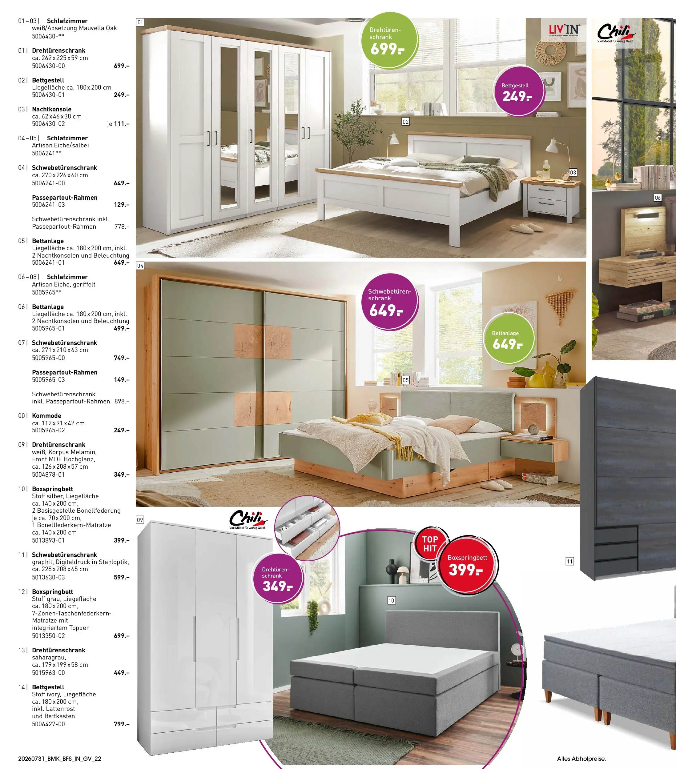 Möbel Martin Happy Days (ab 31.07.2026) zum Blättern | Seite: 22 | Produkte: Lattenrost, Drehtürenschrank, Schrank, Chili