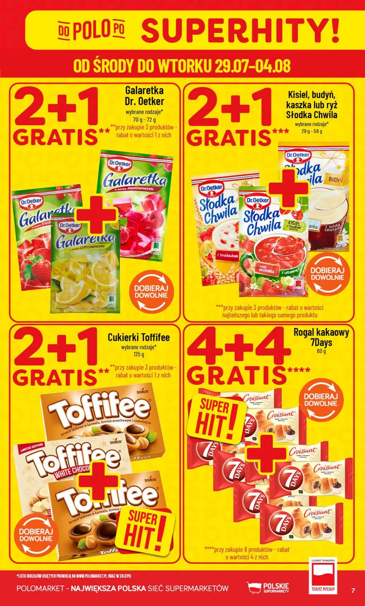Nowa POLOmarket gazetka od jutra 29.07.2026 | Strona: 7 | Produkty: Galaretka, Toffifee, Ryż, Cukierki