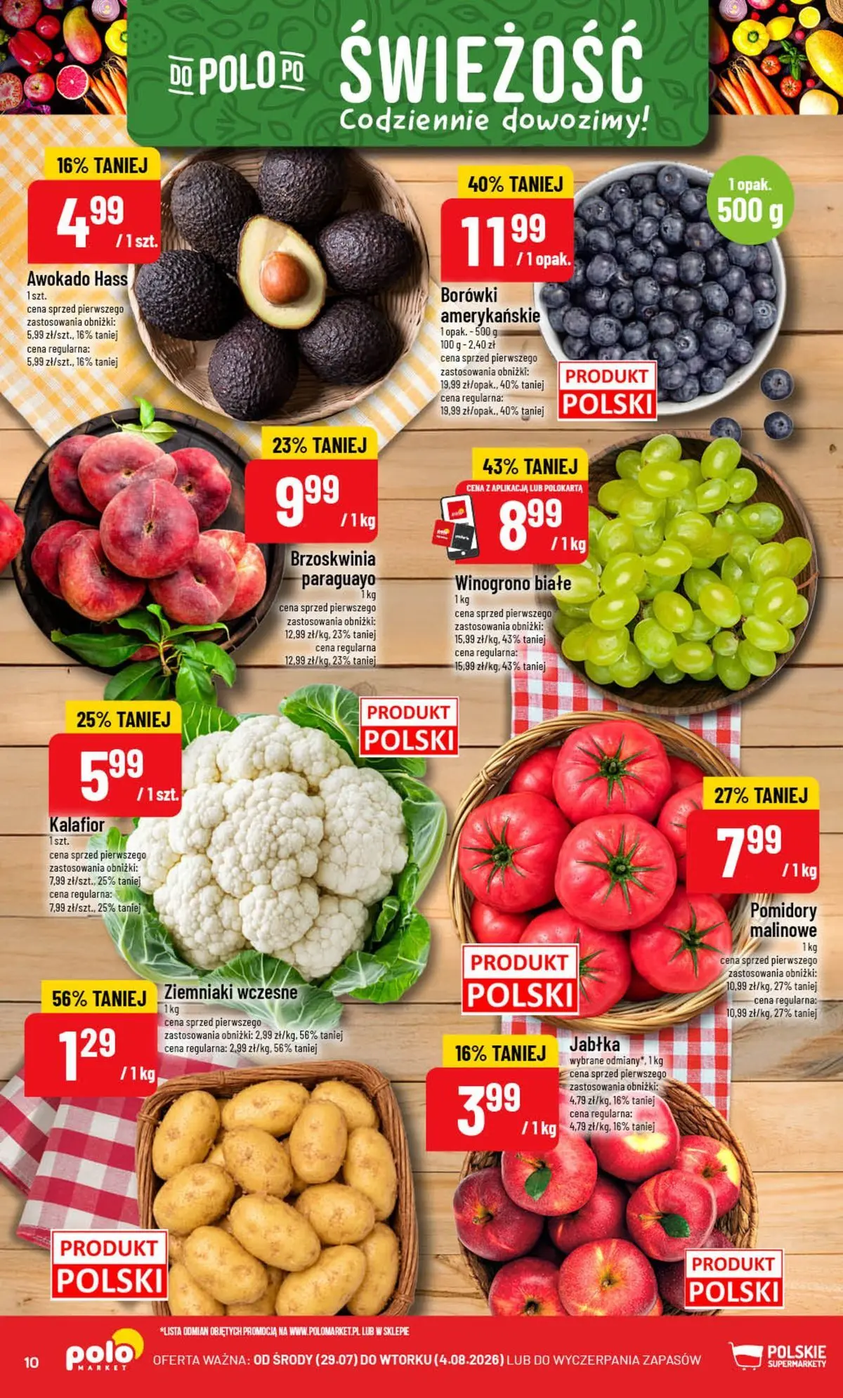 Nowa POLOmarket gazetka od jutra 29.07.2026 | Strona: 10 | Produkty: Pomidory malinowe, Jabłka, Pomidory, Awokado