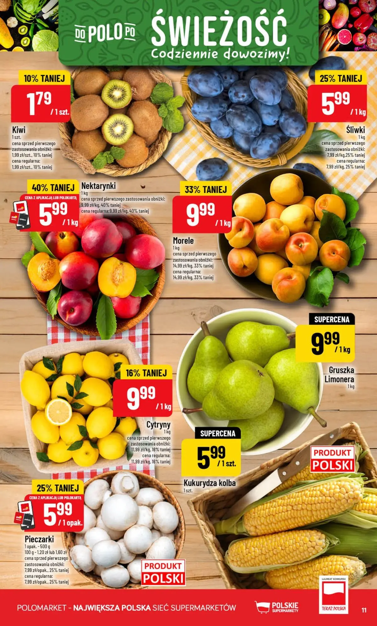 Nowa POLOmarket gazetka od jutra 29.07.2026 | Strona: 11 | Produkty: Kukurydza, Cytryny, Śliwki, Kiwi