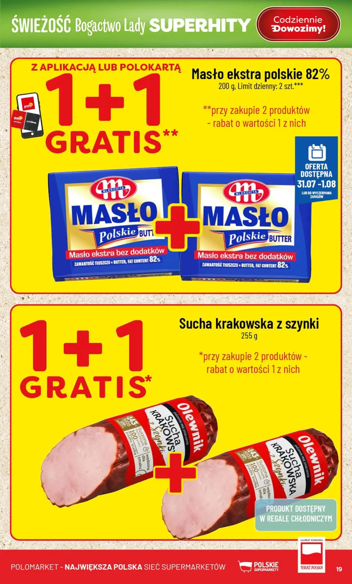 Nowa POLOmarket gazetka od jutra 29.07.2026 | Strona: 19 | Produkty: Masło Polskie, Masło