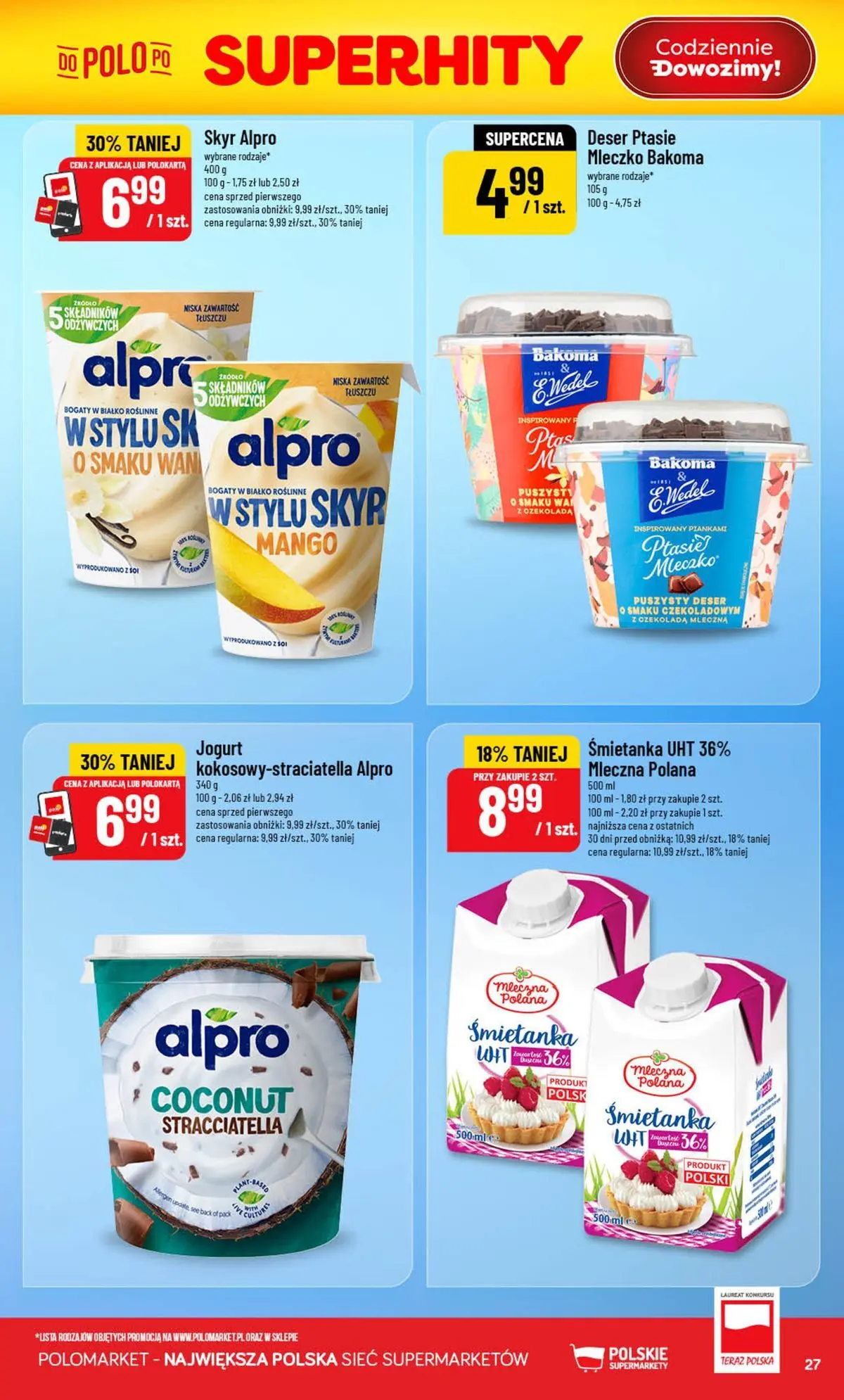 Nowa POLOmarket gazetka od jutra 29.07.2026 | Strona: 27 | Produkty: Alpro, Jogurt, Czekolada, Sól