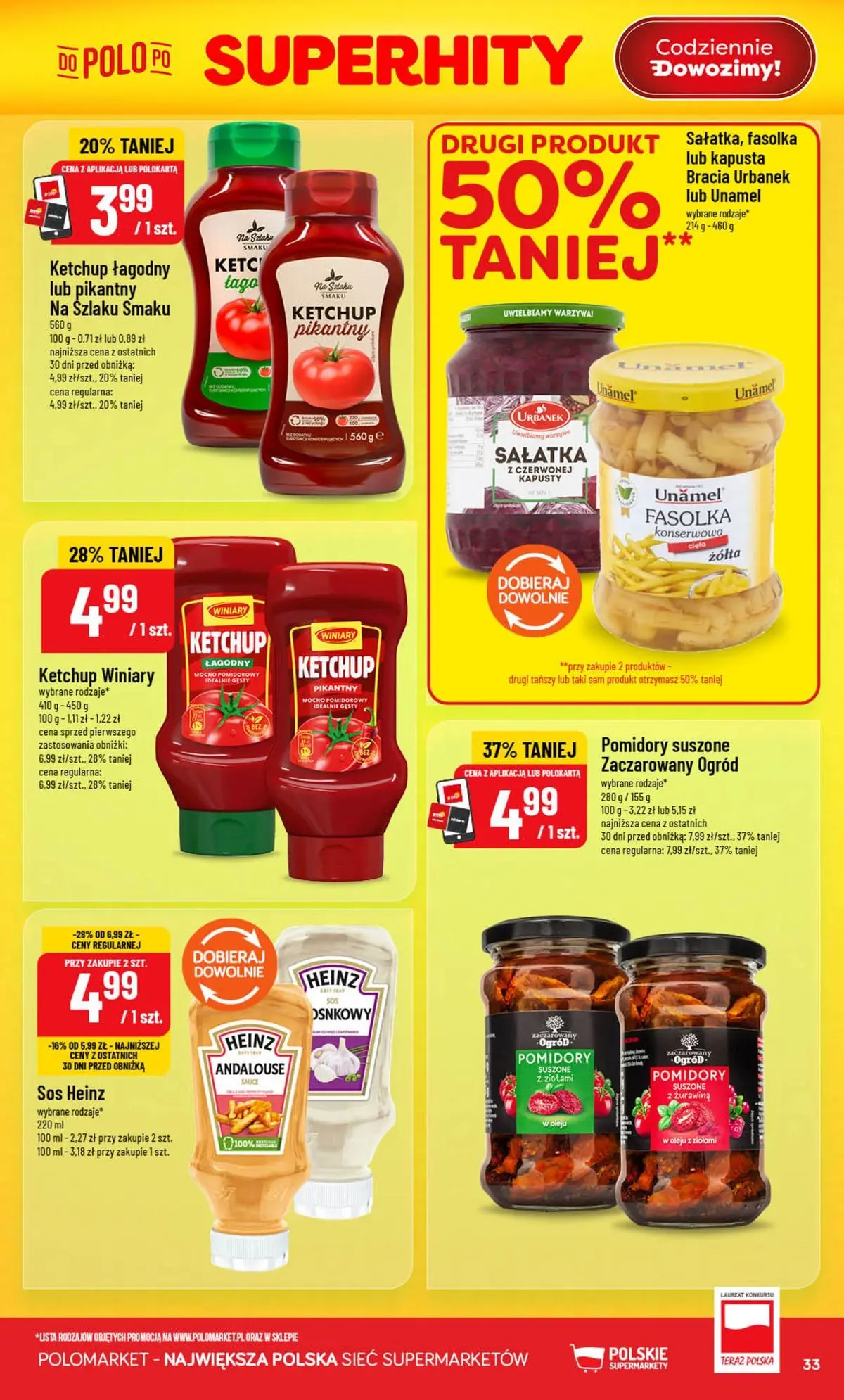 Nowa POLOmarket gazetka od jutra 29.07.2026 | Strona: 33 | Produkty: Ketchup, Żurawina, Pomidory, Sos