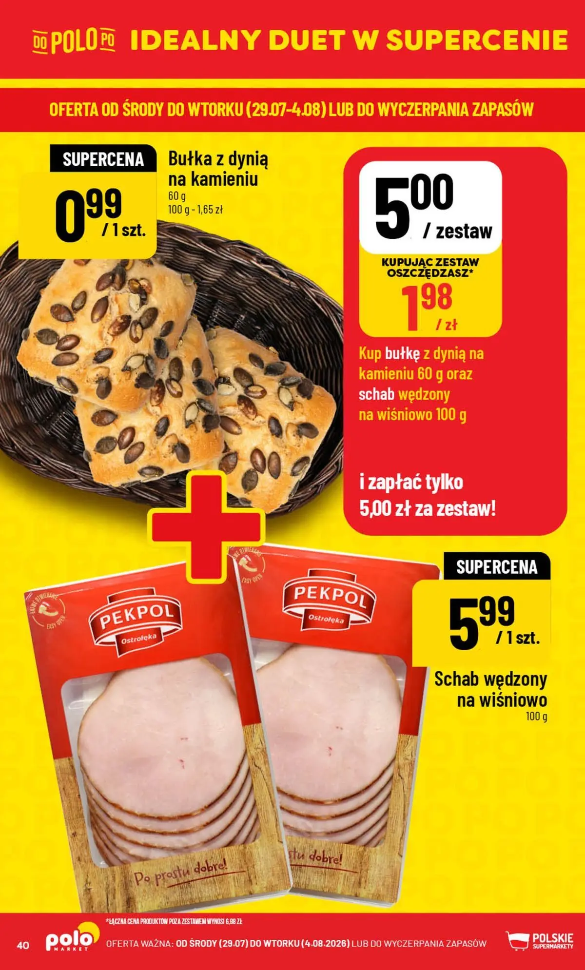 Nowa POLOmarket gazetka od jutra 29.07.2026 | Strona: 40 | Produkty: Dynia, Schab, Bułka