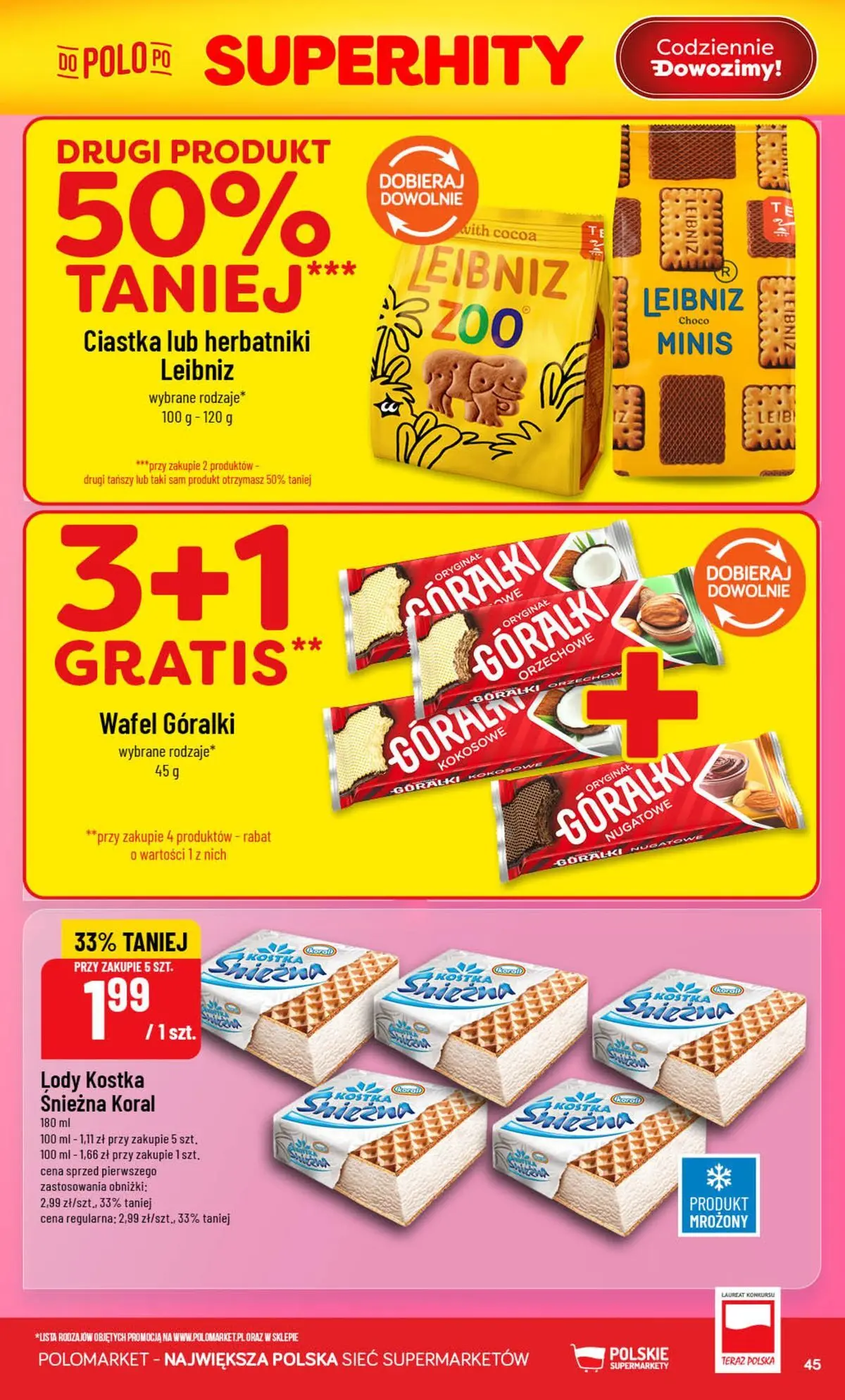 Nowa POLOmarket gazetka od jutra 29.07.2026 | Strona: 45 | Produkty: Herbatniki, Ciastka, Lody