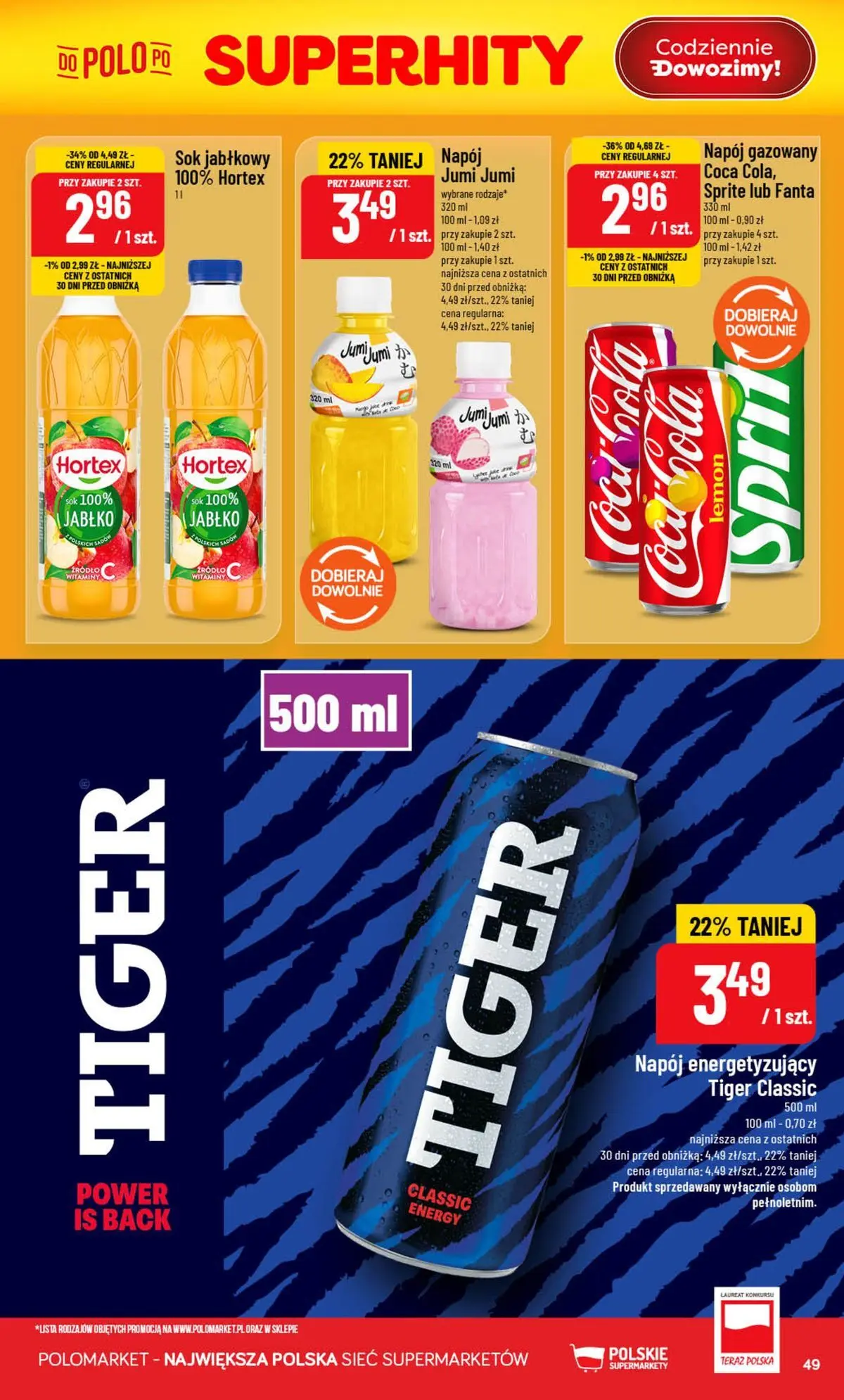 Nowa POLOmarket gazetka od jutra 29.07.2026 | Strona: 49 | Produkty: Sok jabłkowy, Sprite, Sok