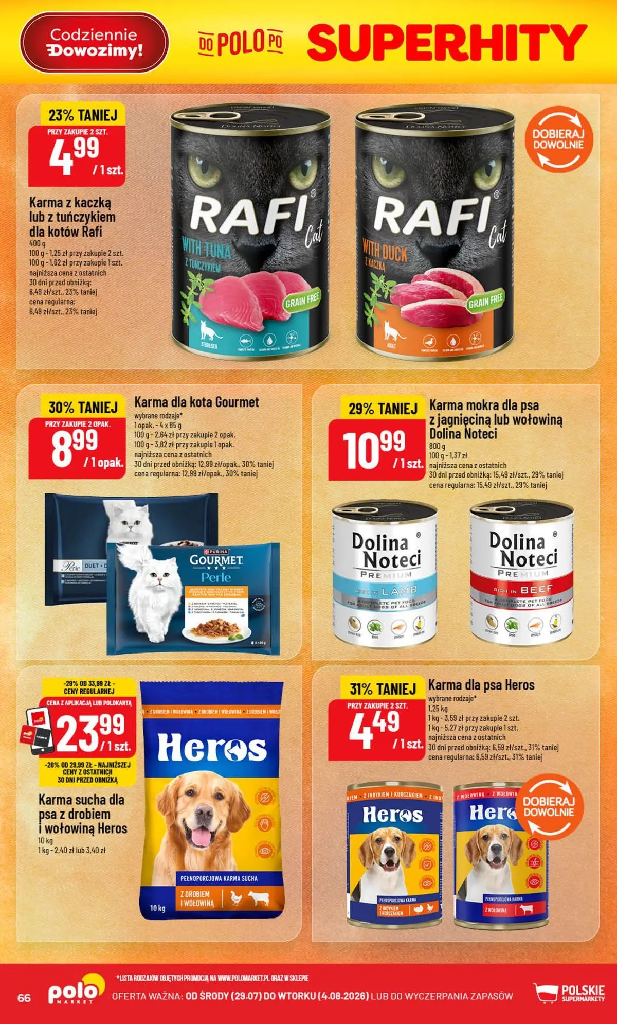 Nowa POLOmarket gazetka od jutra 29.07.2026 | Strona: 66 | Produkty: Kaczka, Jagnięcina, Karma dla kota, Karma dla psa